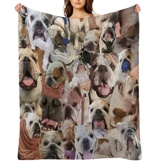 Mochi The English Bulldog Collage Comfort Throw Blanket