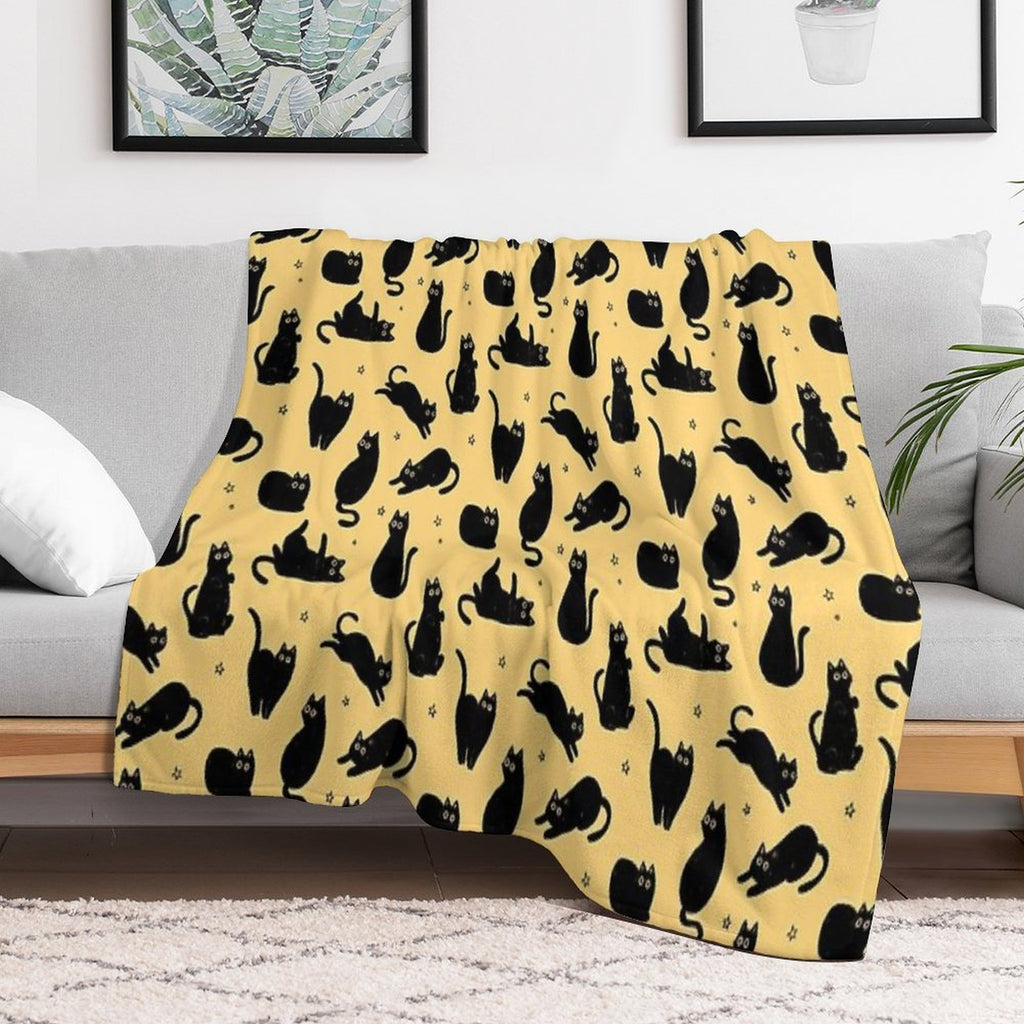 Black Cat Pattern Compact Throw Blanket