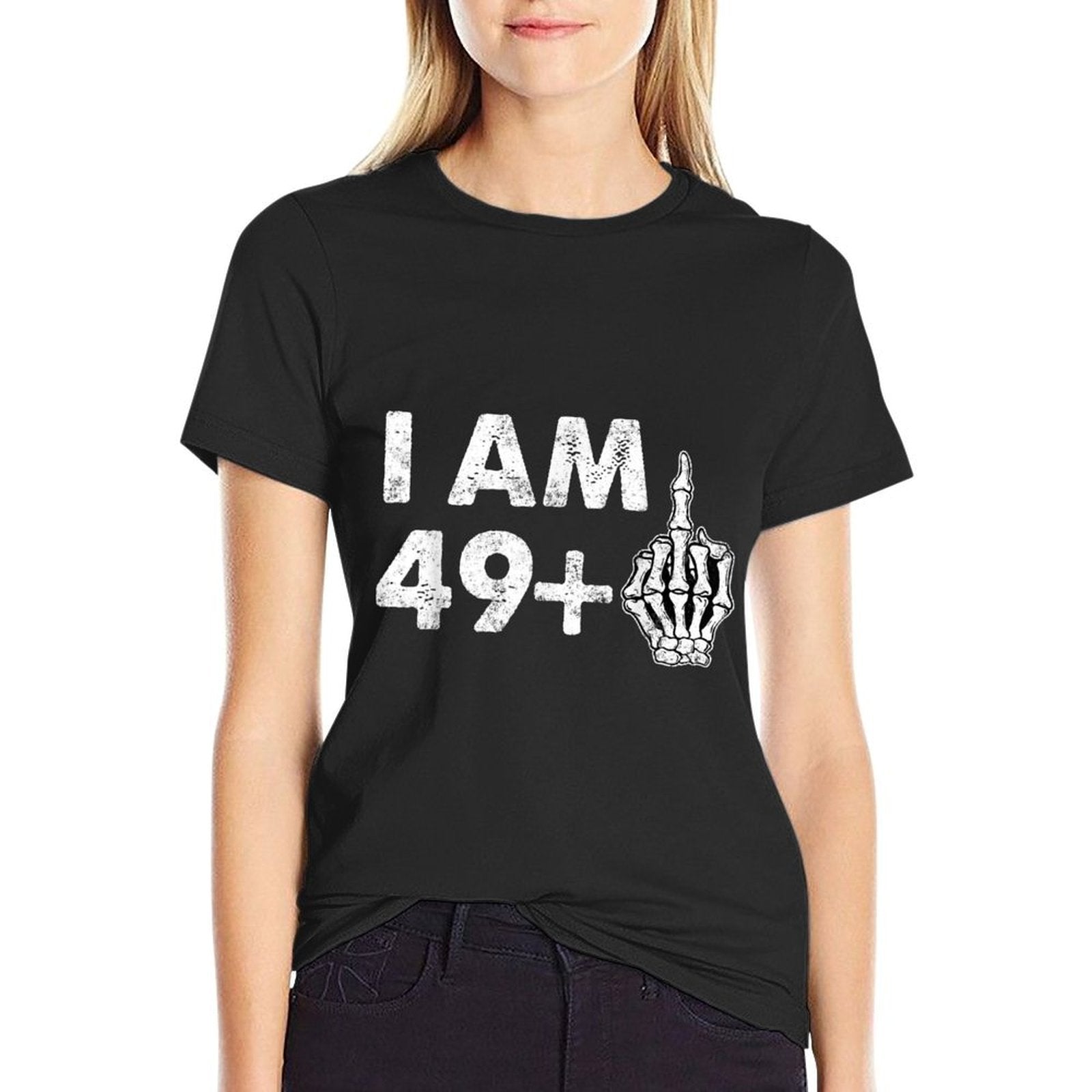 I'm 50 Years Old Funny Skeleton Middle Finger 50th Birthday  Stretchy T-Shirt