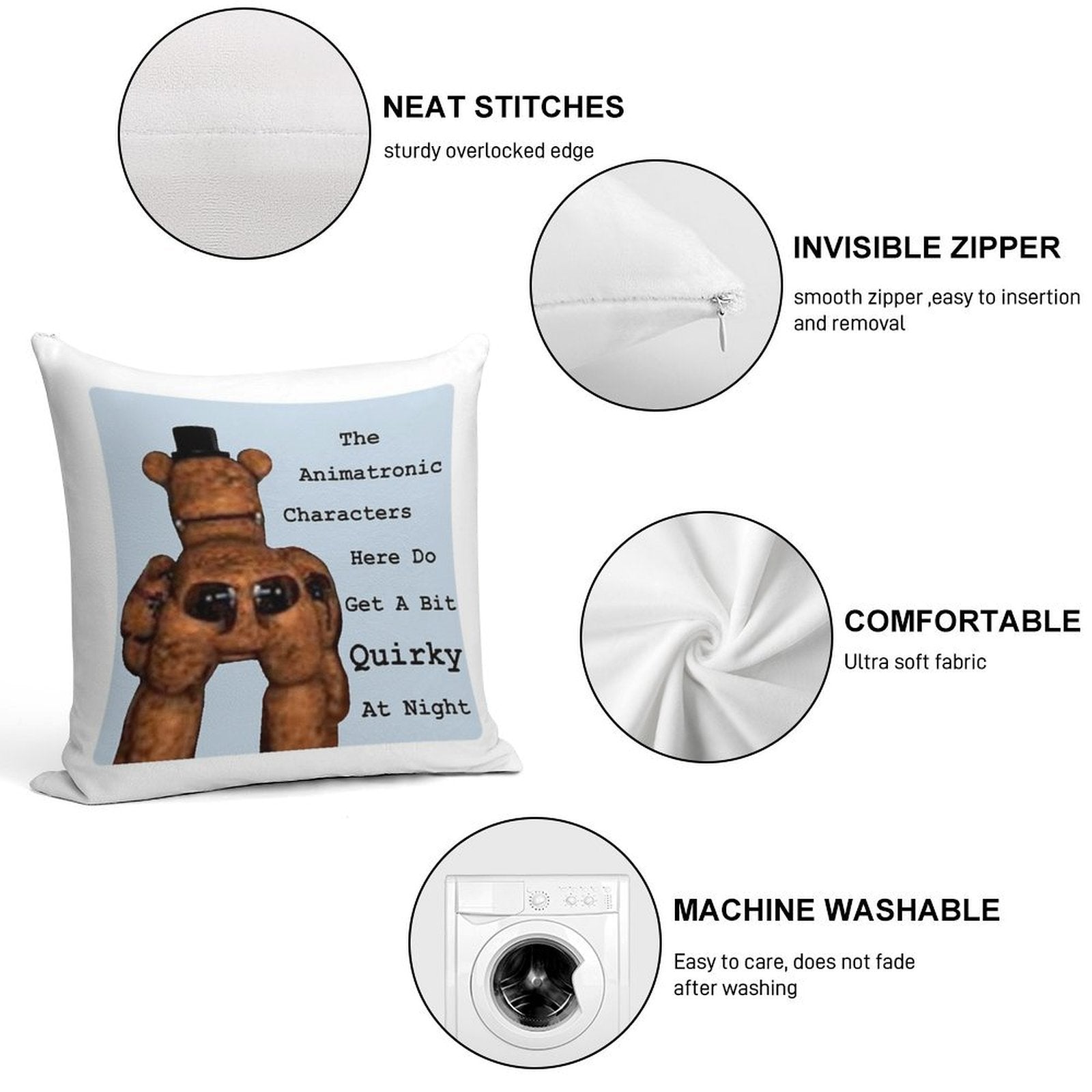 Quirky Animatronics Soft Skin-Friendly Throw Pillow
