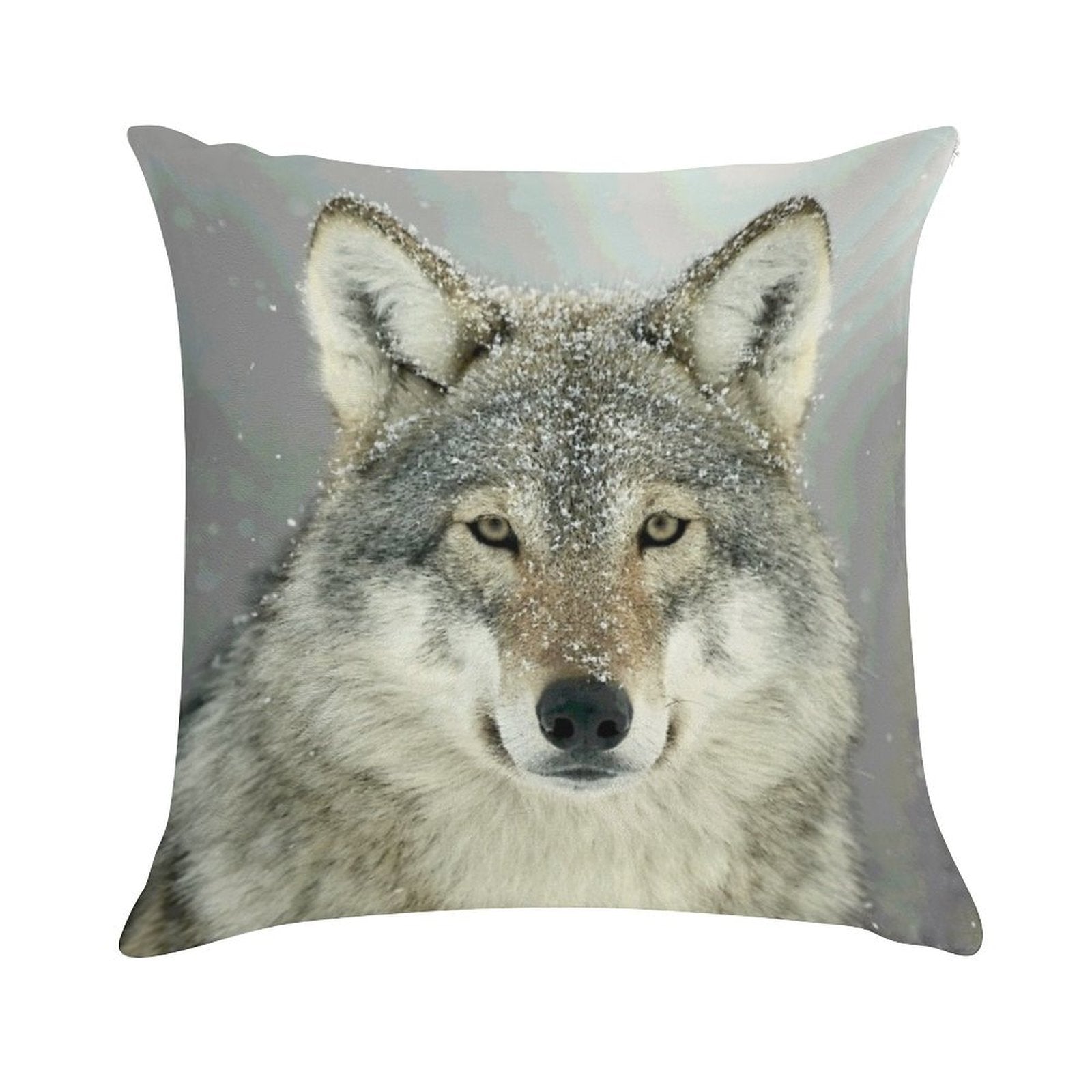 GREY WOLF Soft Shrink-Resistant Throw Pillow