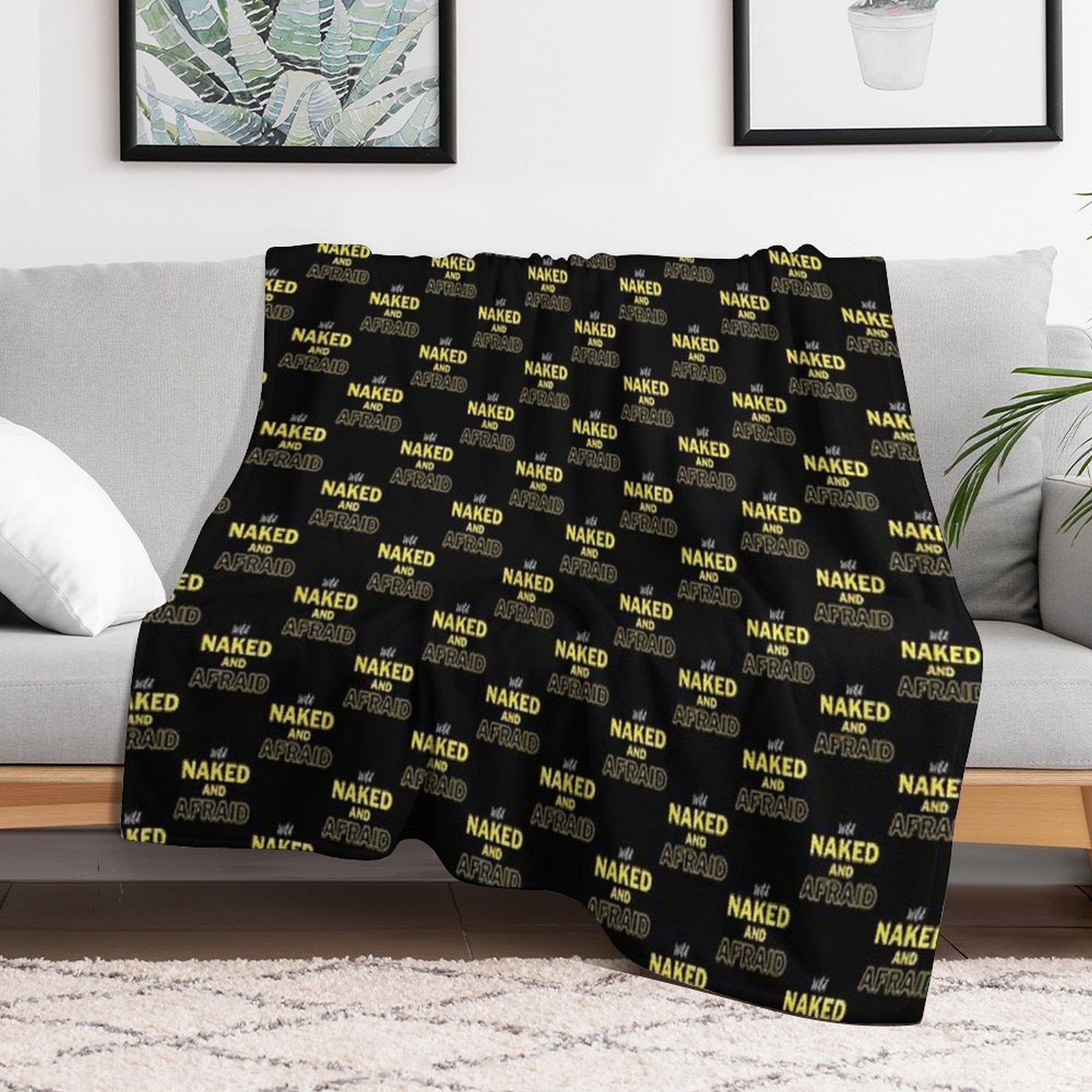 Funny Naked And Afraid TV Show Fan Gift Sustainable Throw Blanket
