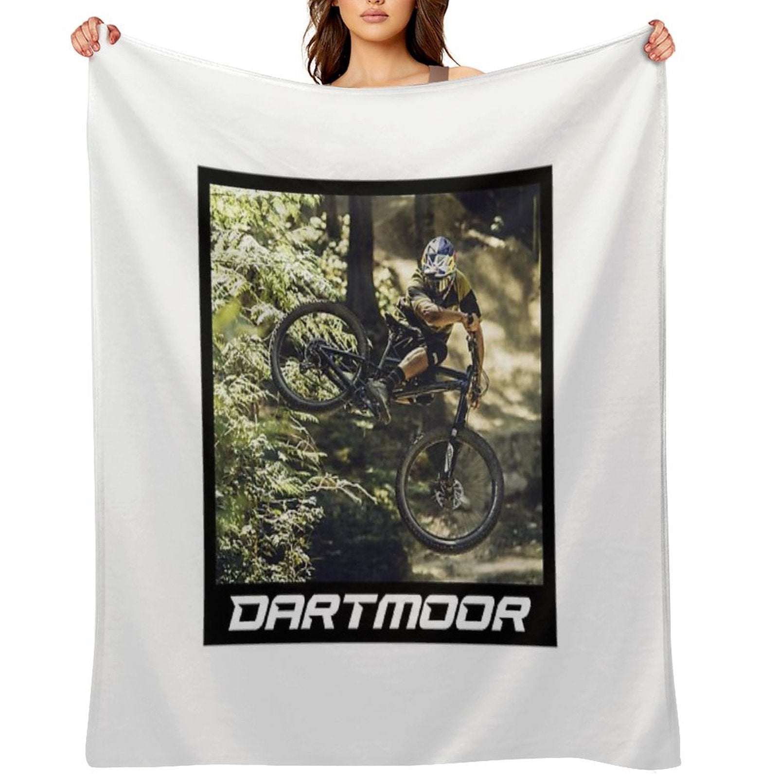 Cyclist Jumping with His Dartmoor Bikes Travel-friendly Throw Blanket