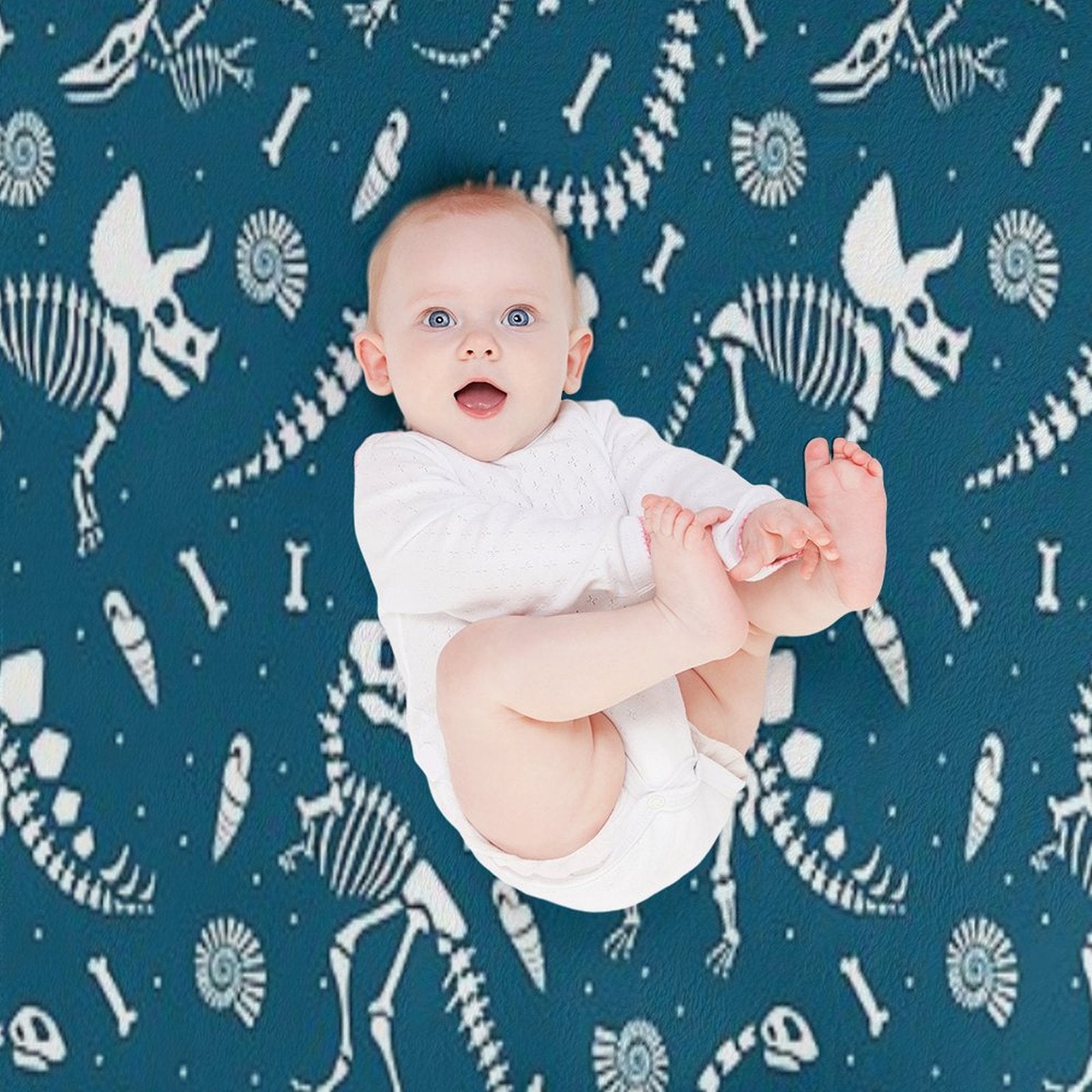 Dinosaur Fossils in Blue All-season Throw Blanket