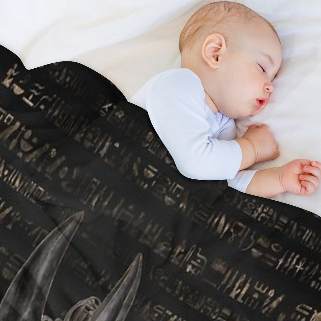 Anubis on Egyptian Pyramids Landscape Travel-friendly Throw Blanket