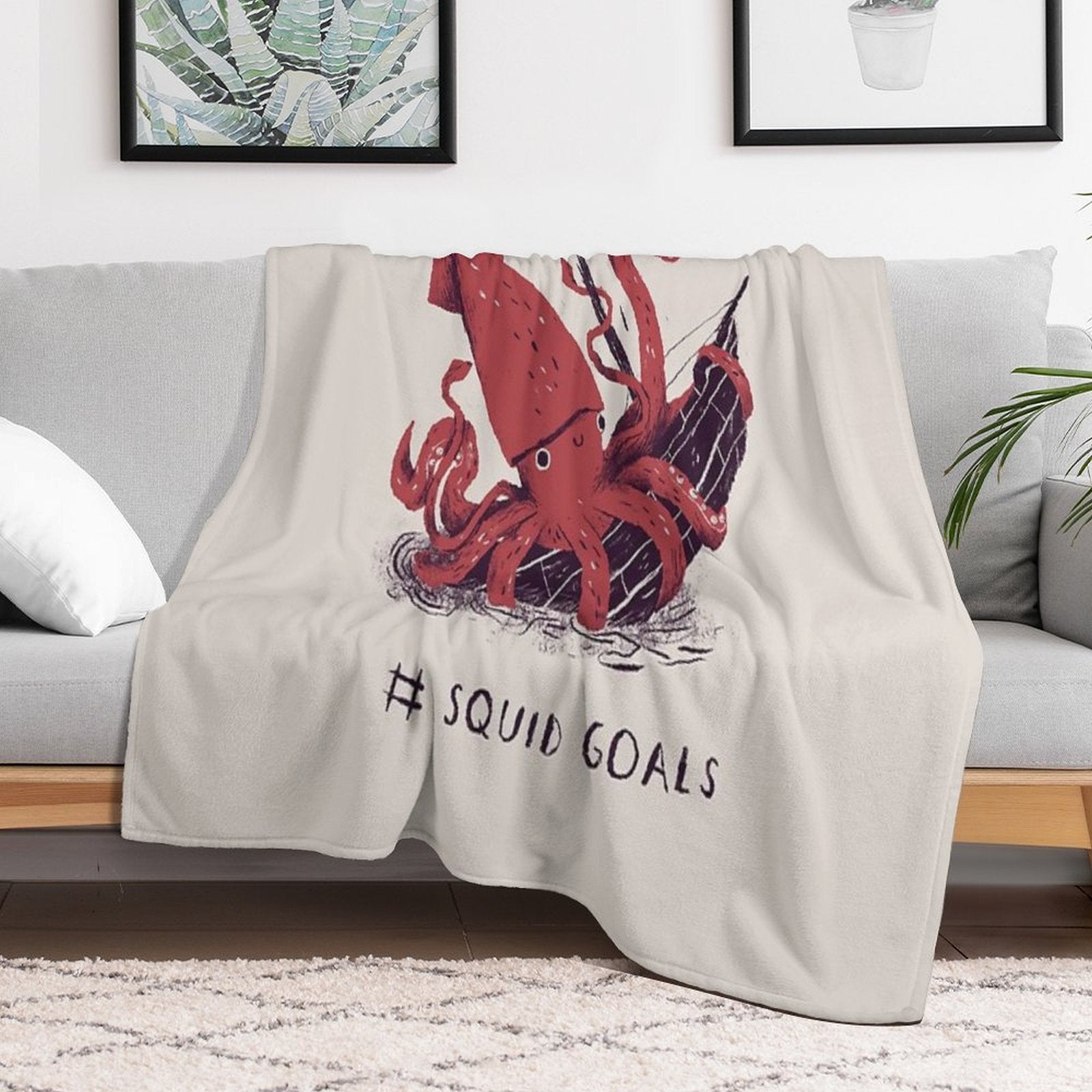 Squid Goals Easy Care Throw Blanket