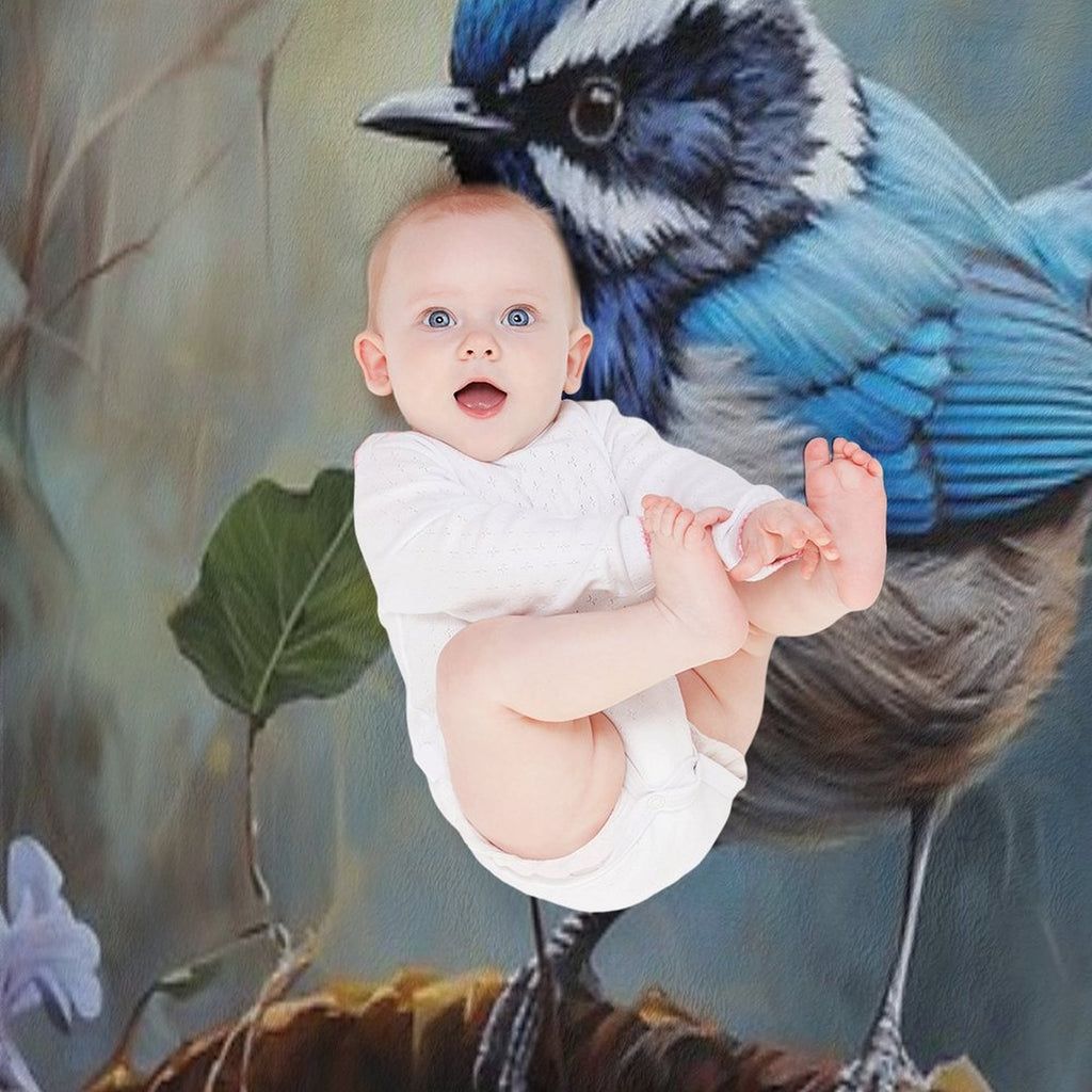 Australian Blue Wren. Anti-pilling Throw Blanket