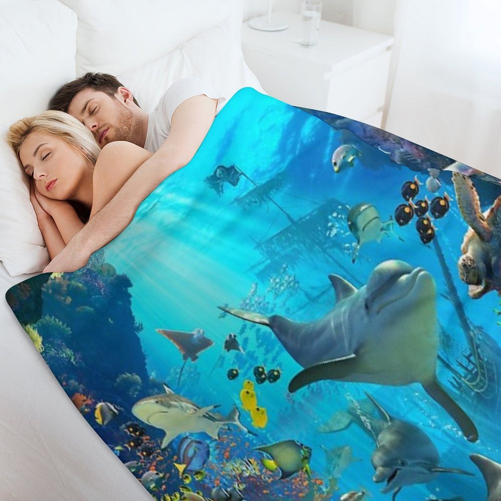 Dolphin Playground Travel-friendly Throw Blanket
