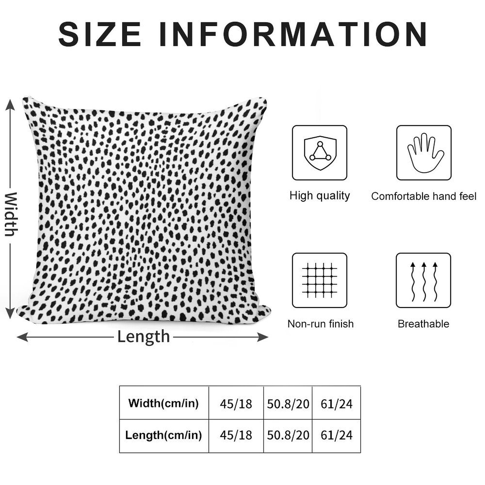 Dalmatian Spots (blackwhite) Soft Shrink-Resistant Throw Pillow