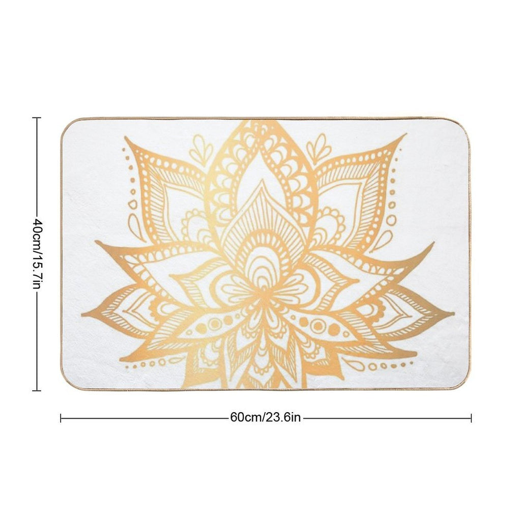 Gold Lotus Flower  Absorbent Bath Mat
