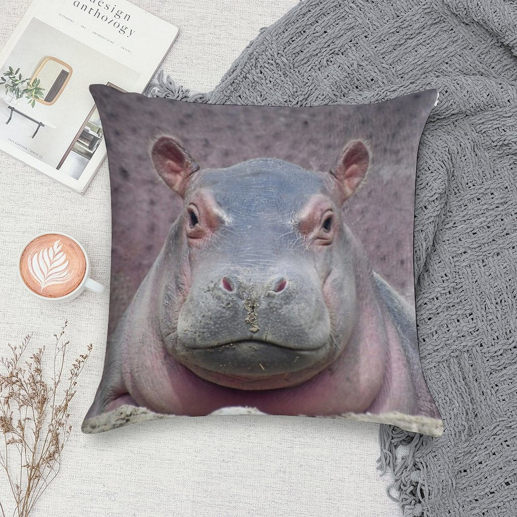 Baby Hippo Fritz at The Cincinnati Zoo Soft Shrink-Resistant Throw Pillow