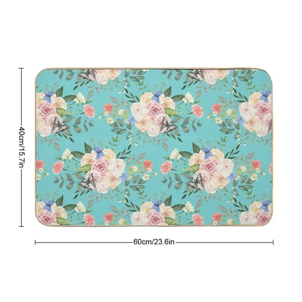 Butterflies,flowers,roses,spring,summer  Non-Slip Bath Mat
