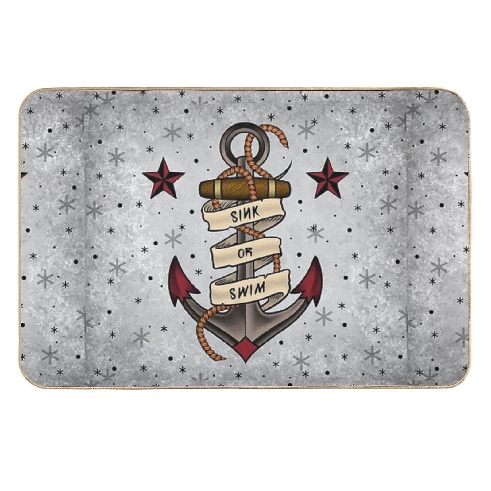 Old School Tattoo Style Design.  Anti-Trip Bath Mat