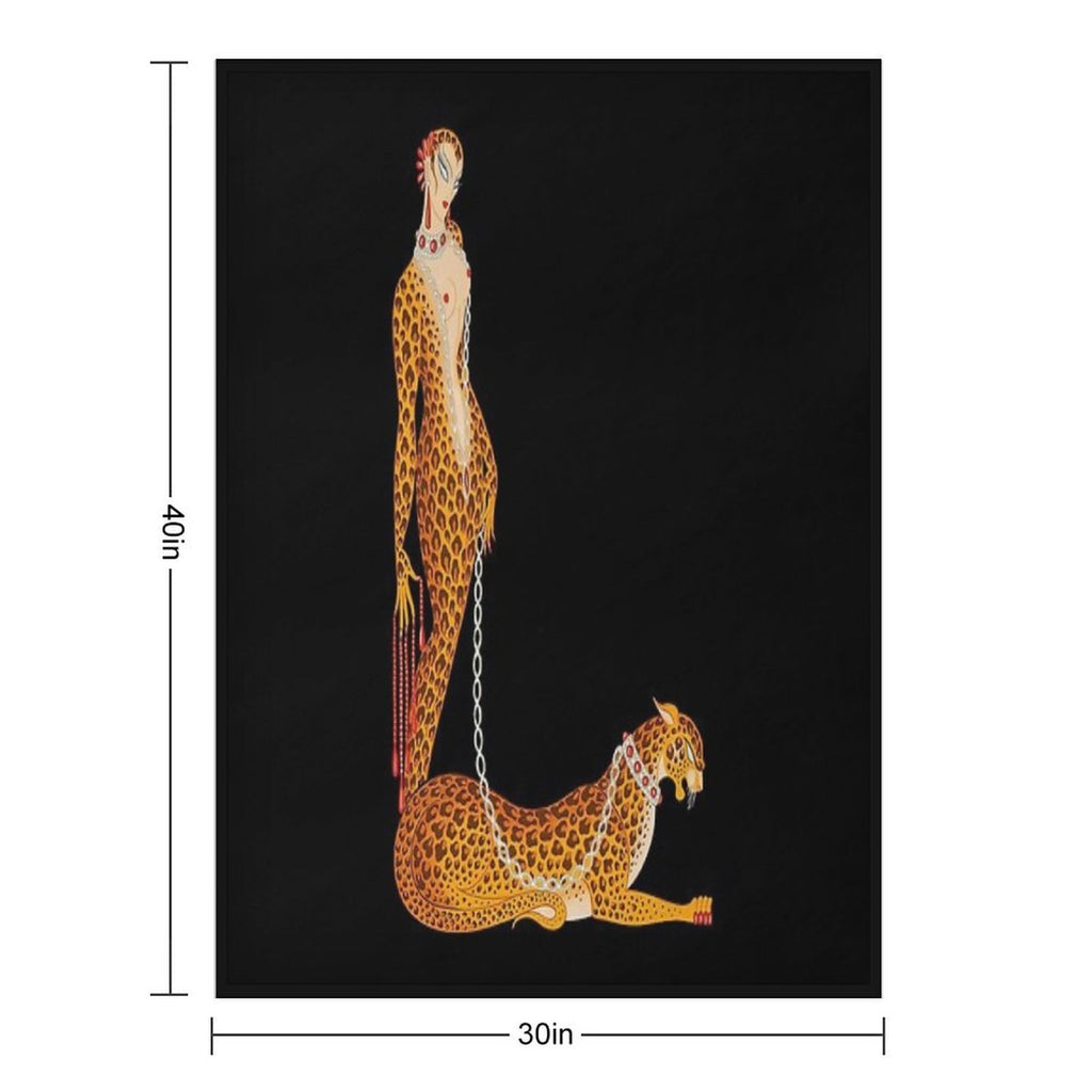 Erté - The Letter L from The Alphabet Suite, 1976 Velvety-soft Throw Blanket