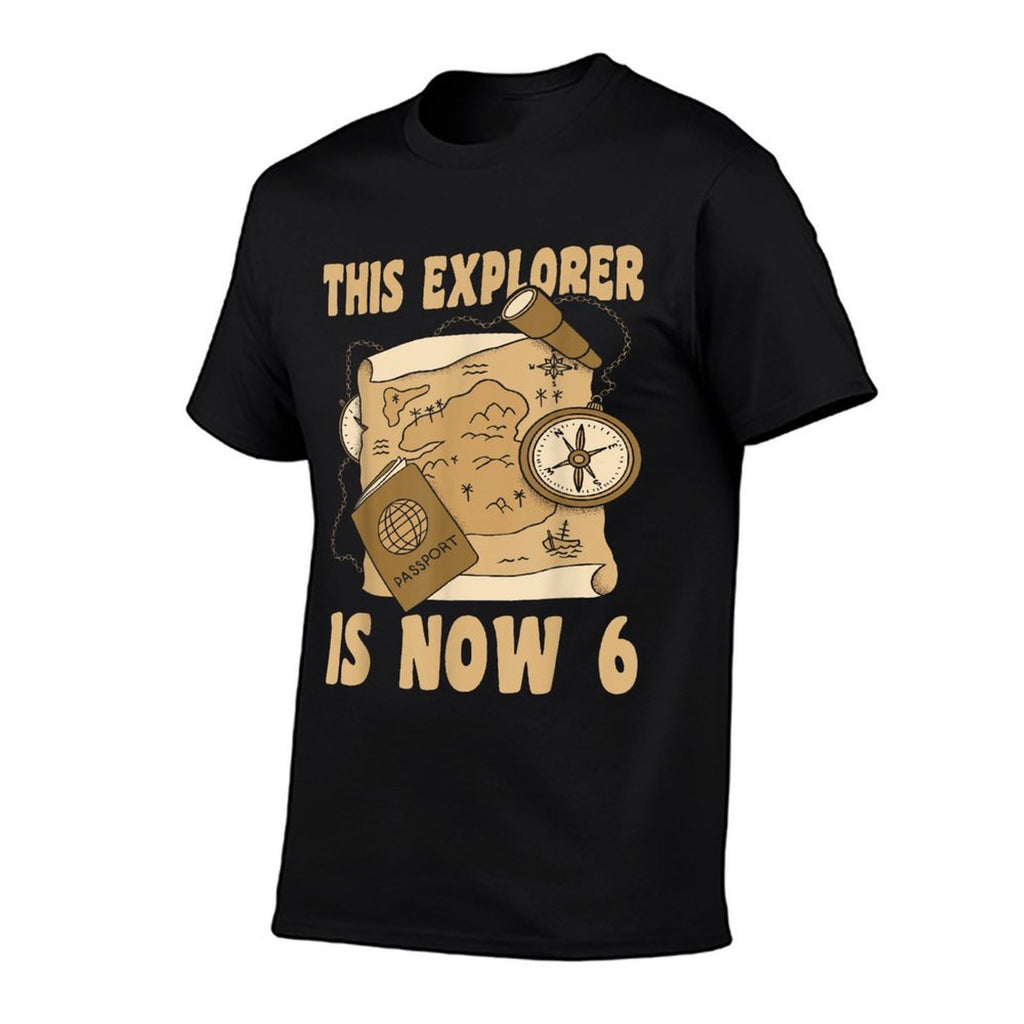 Happy 6 Birthday 6 Year Old Explore Explorer 6th Birthday  Wrinkle-resistant T-Shirt