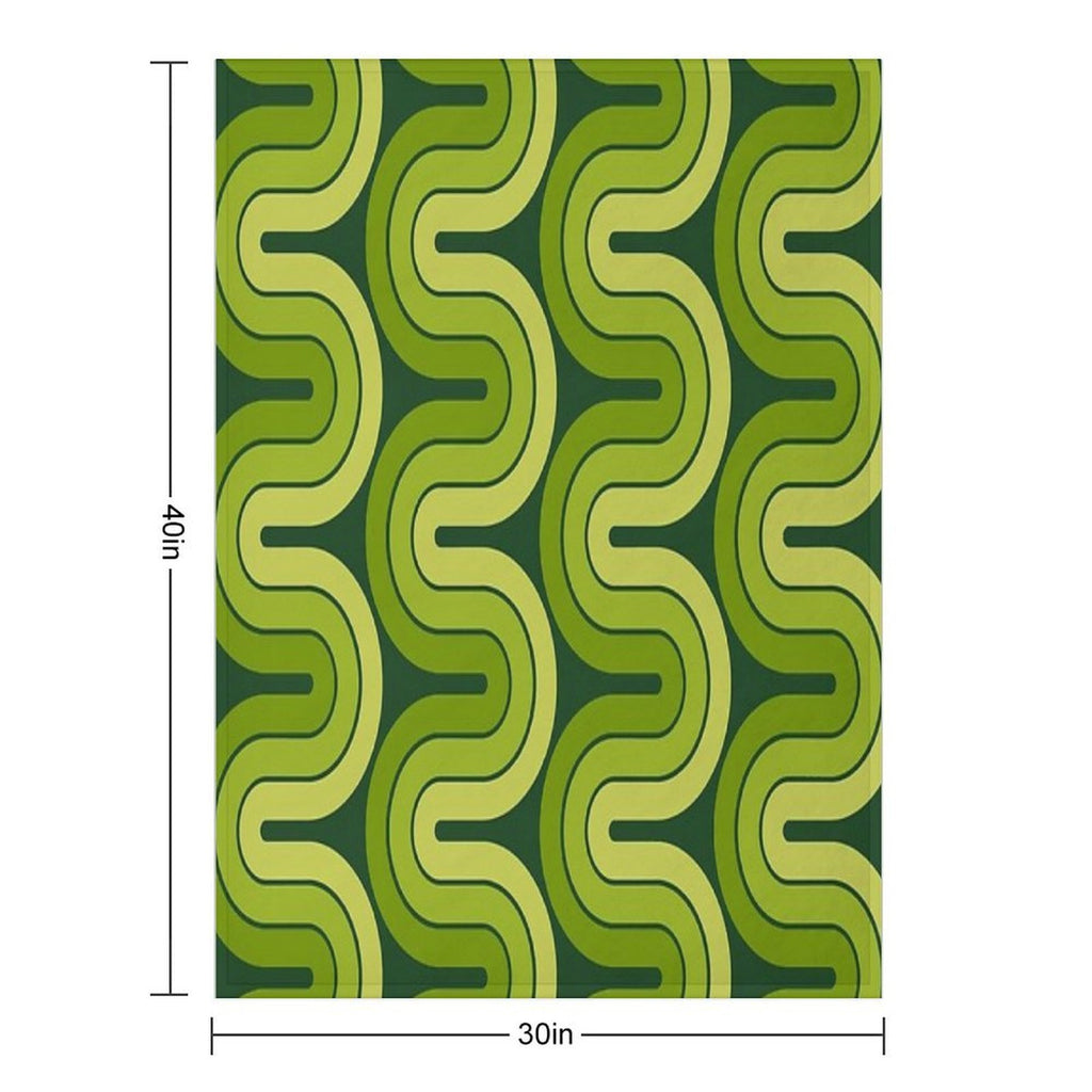 Retro Geometric Gradated Design Avocado Green Wrinkle-free Throw Blanket