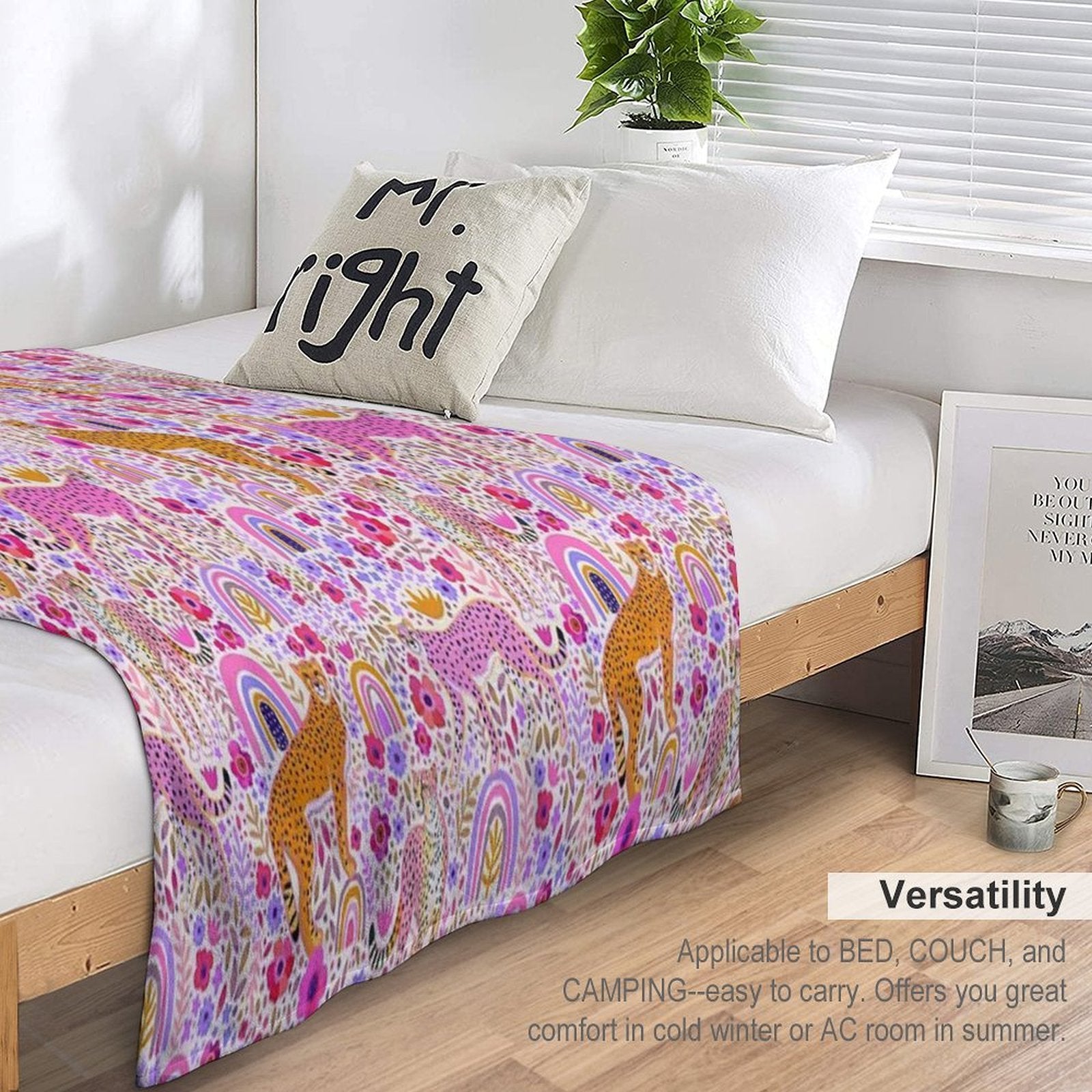 Cheetah’s in A Rainbow Garden Plush Throw Blanket