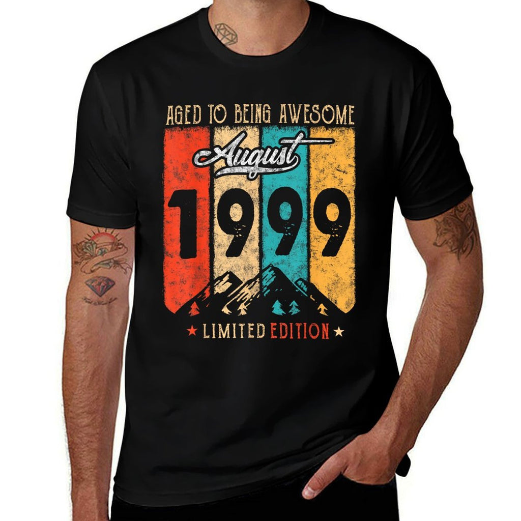 25 Years Old Retro Vintage August 1999 Funny 25th Birthday  Slim-fit Cut T-Shirt