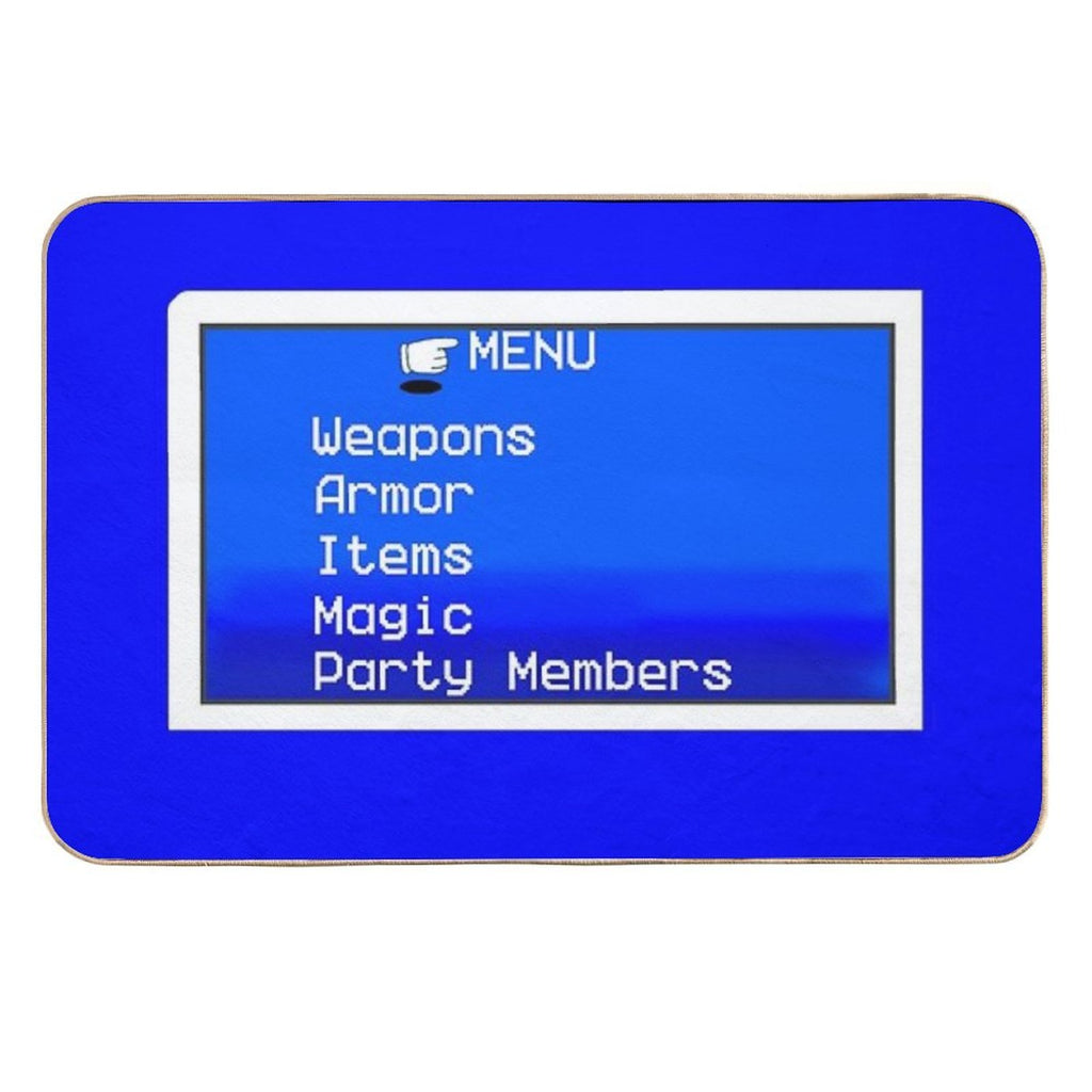 Retro RPG Menu in Classic Blue  Dirt-Trapping Bath Mat