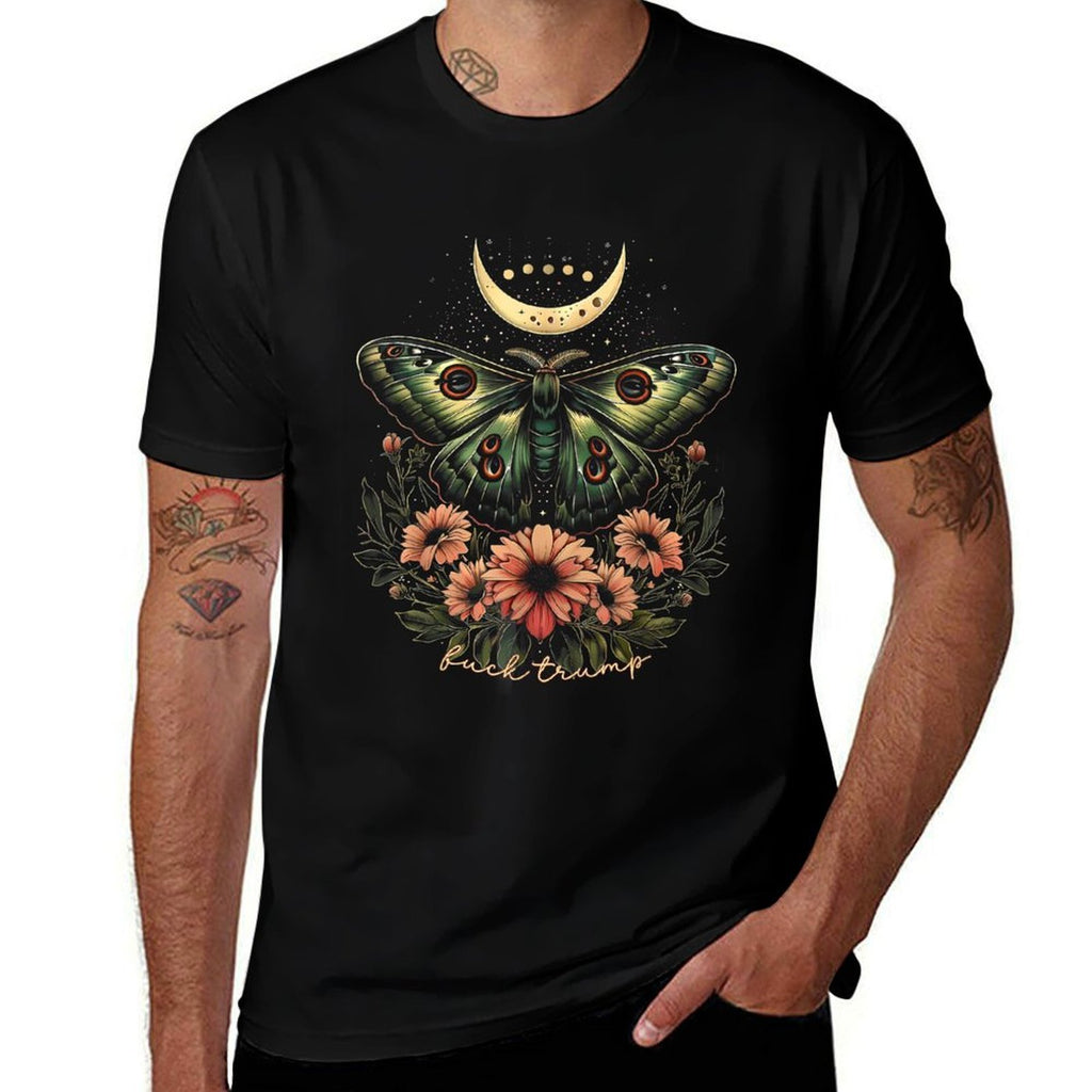 Celestial Luna Moth Subtle Anti Trump  Fade-proof Color T-Shirt
