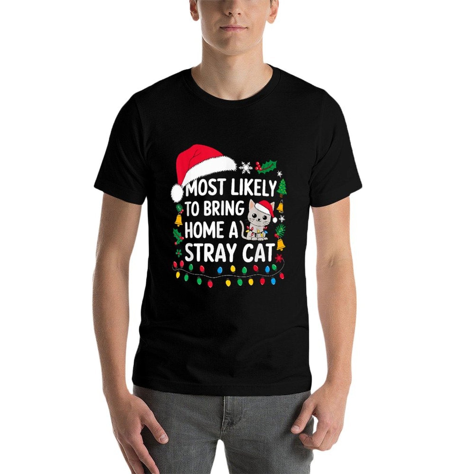 Most Likely to Bring Home A Stray Cat Christmas Costume Xmas  Soft T-Shirt