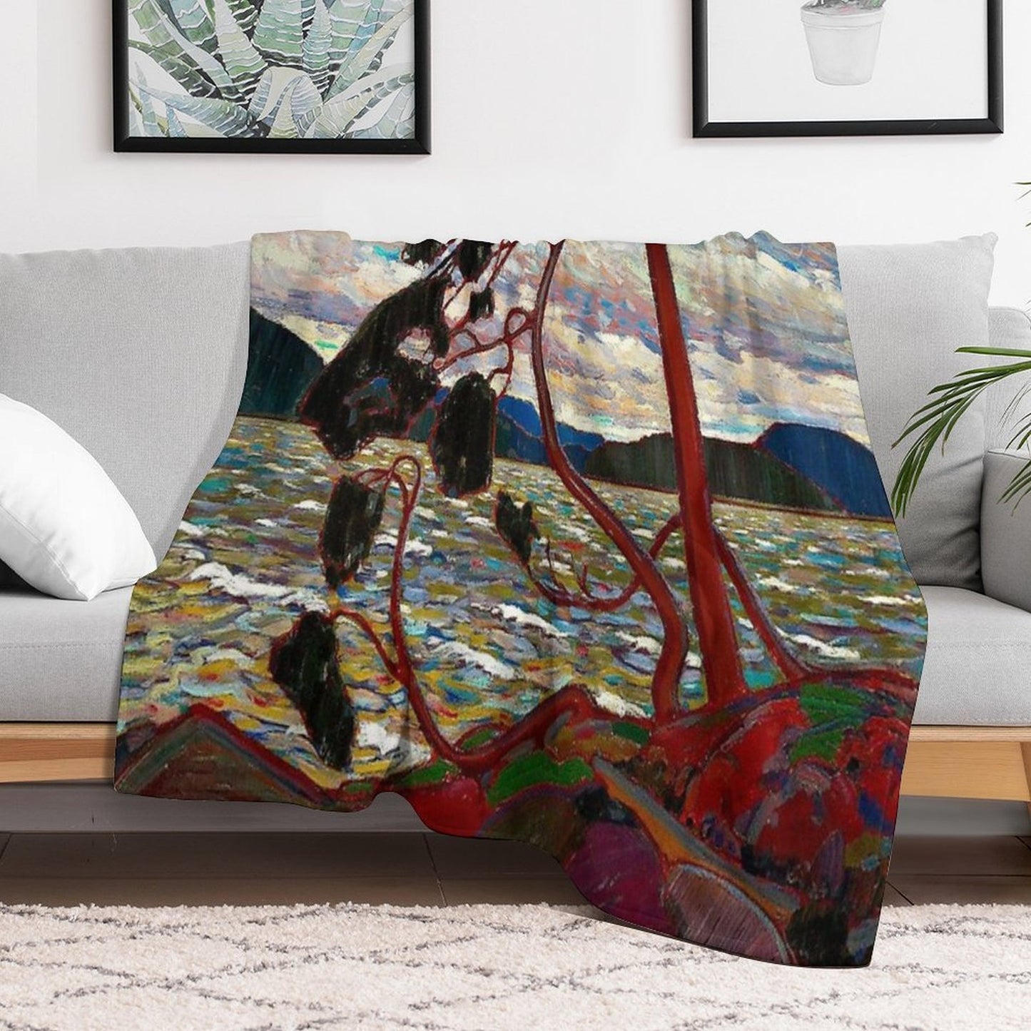 WEST WIND  Vintage 1919 Tom Thomson Algonquin Park Art Print Wrinkle-free Throw Blanket
