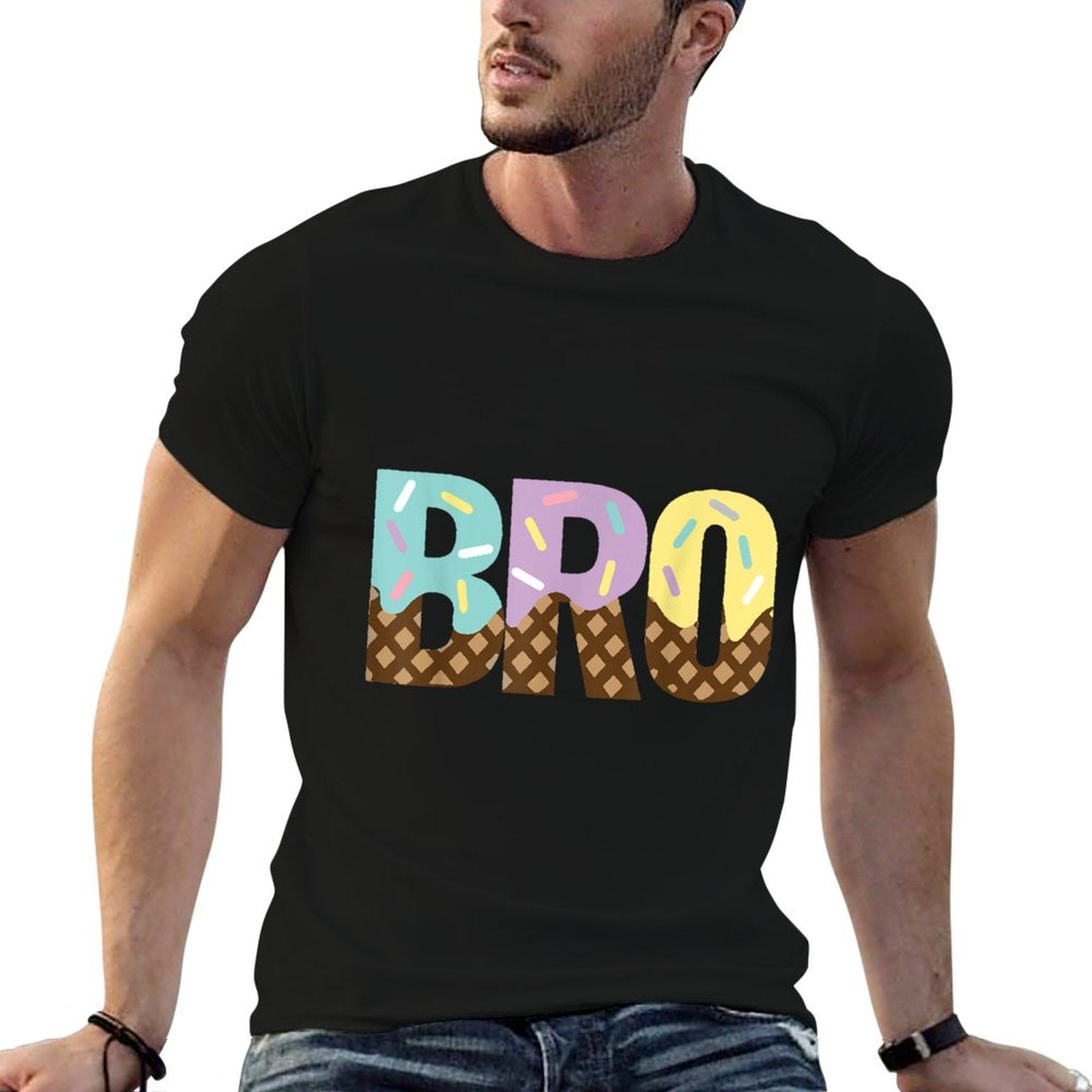 Brother Of The Sweet One Ice Cream 1st First Birthday Family  Fade-proof Color T-Shirt