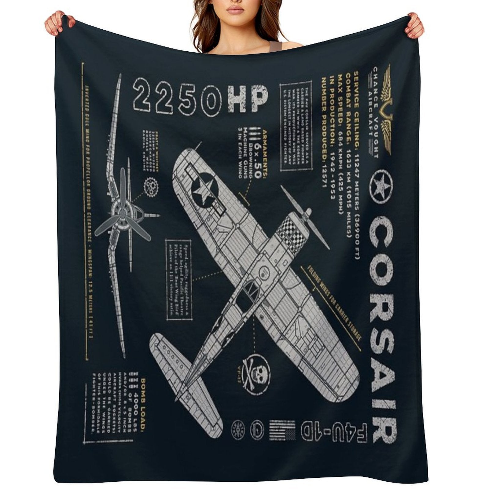 F4U Corsair Easy Care Throw Blanket