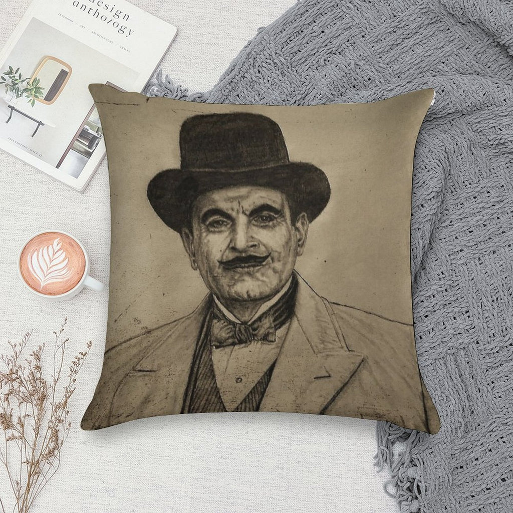 Hercule Poirot (David Suchet) Soft Fade-Resistant Throw Pillow