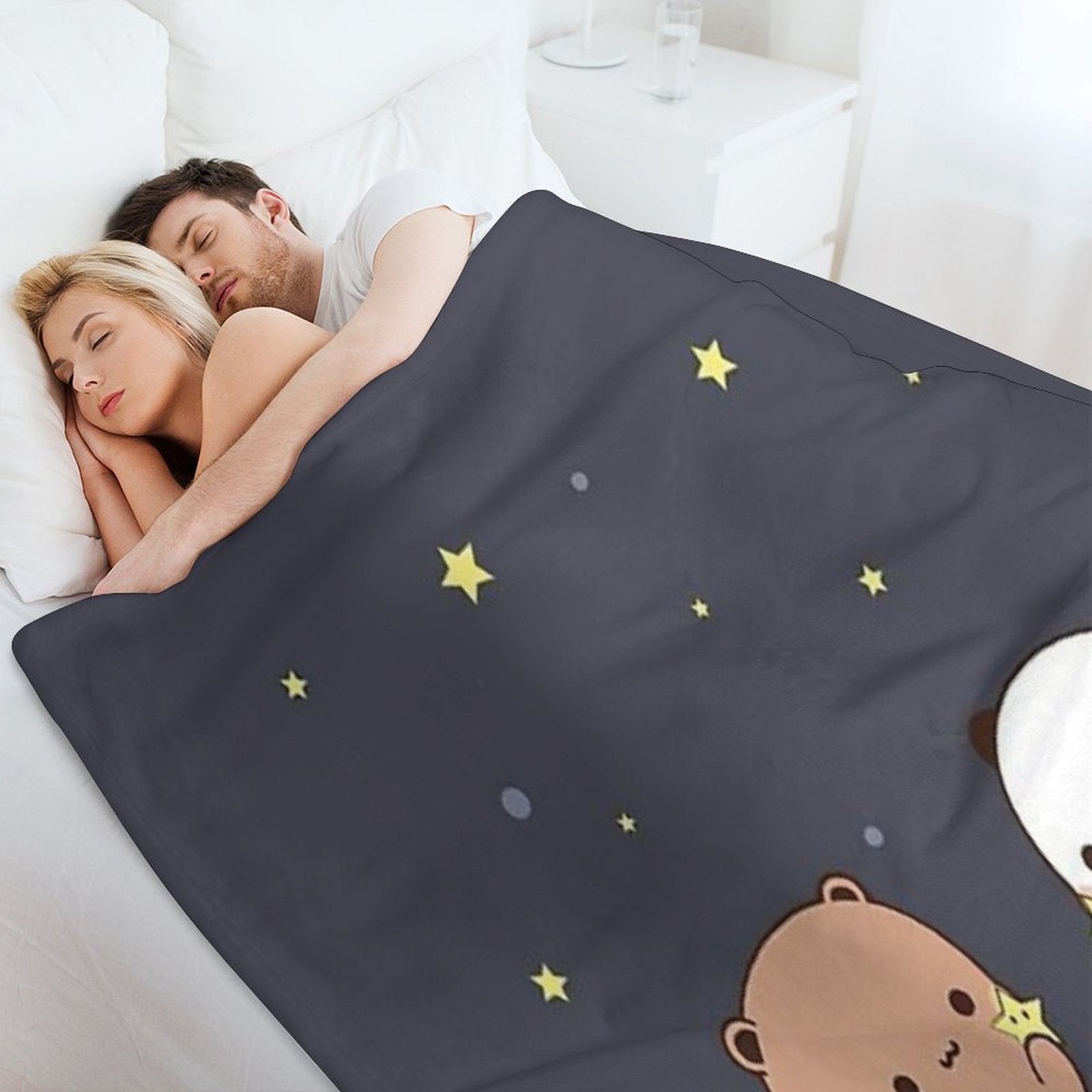 Bubu And Dudu Watching The Moon Together Multi-functional Throw Blanket