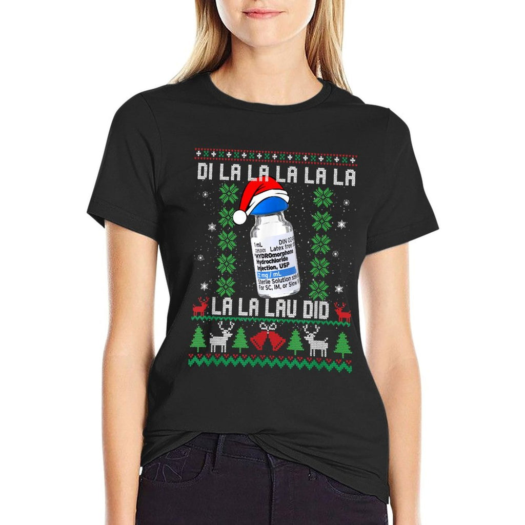 Funny Medical Worker Ugly Christmas Design  Fade-proof Color T-Shirt