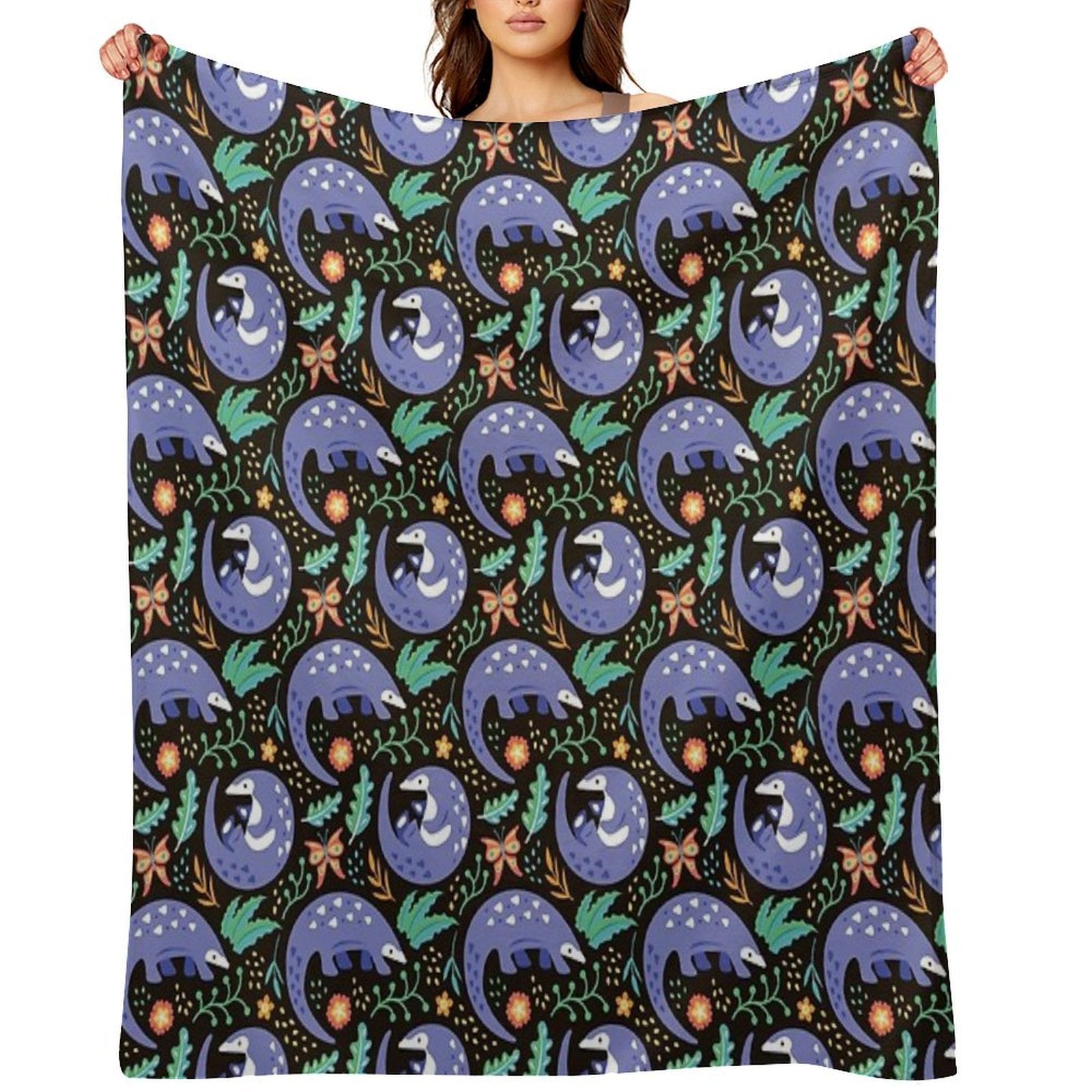 Pangolin Pattern - Tropical Pattern Anti-pilling Throw Blanket