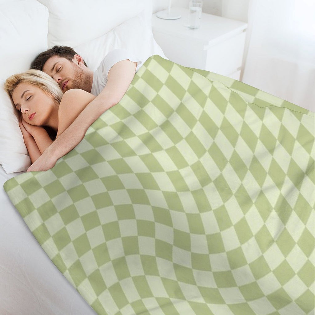 Trippy Swirl  Green Easy Care Throw Blanket