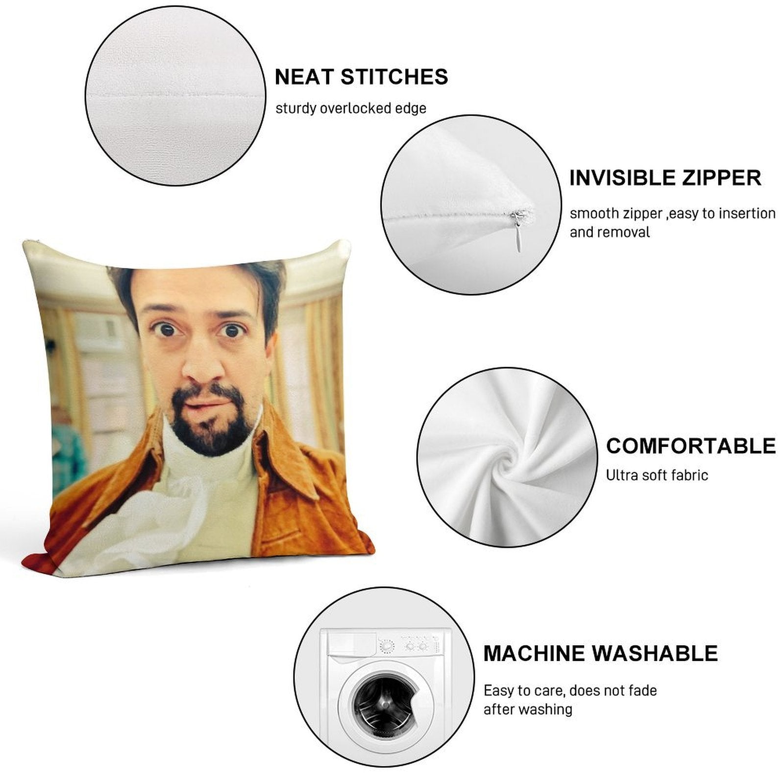 Lin Manuel Miranda Biting His Lip Soft Easy Maintenance Throw Pillow
