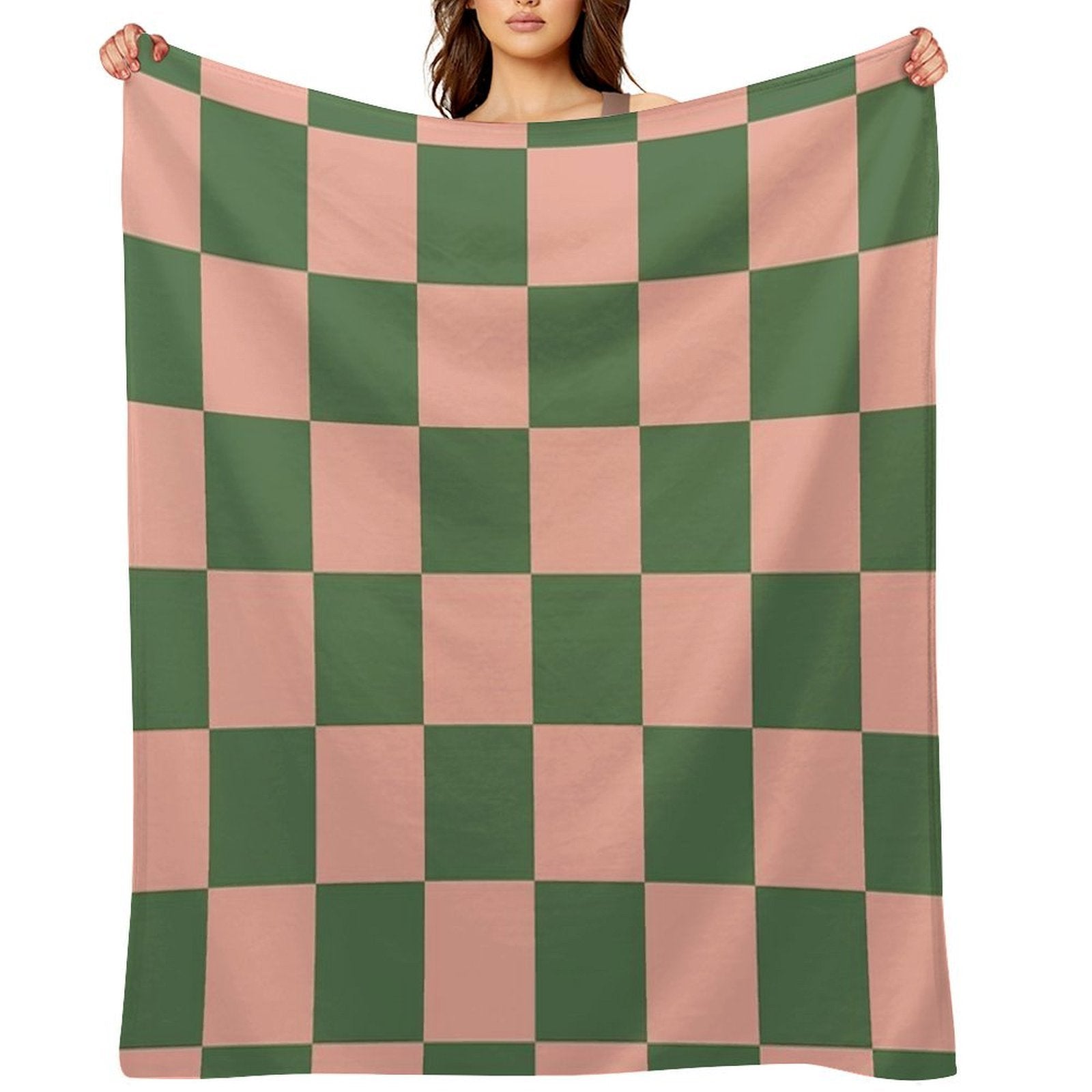 Retro Checkered Pattern Plush Throw Blanket
