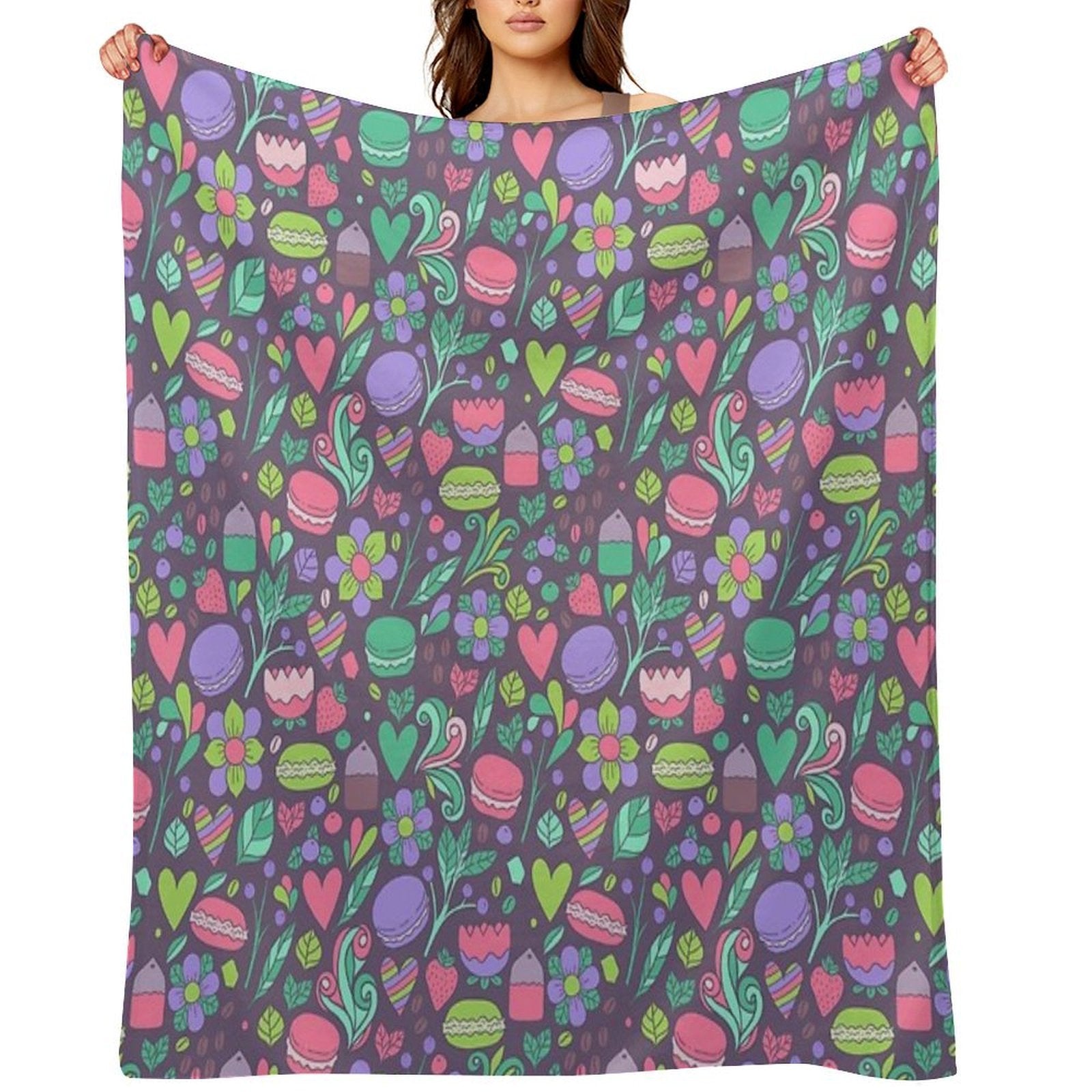 Macarons And Flowers Sustainable Throw Blanket