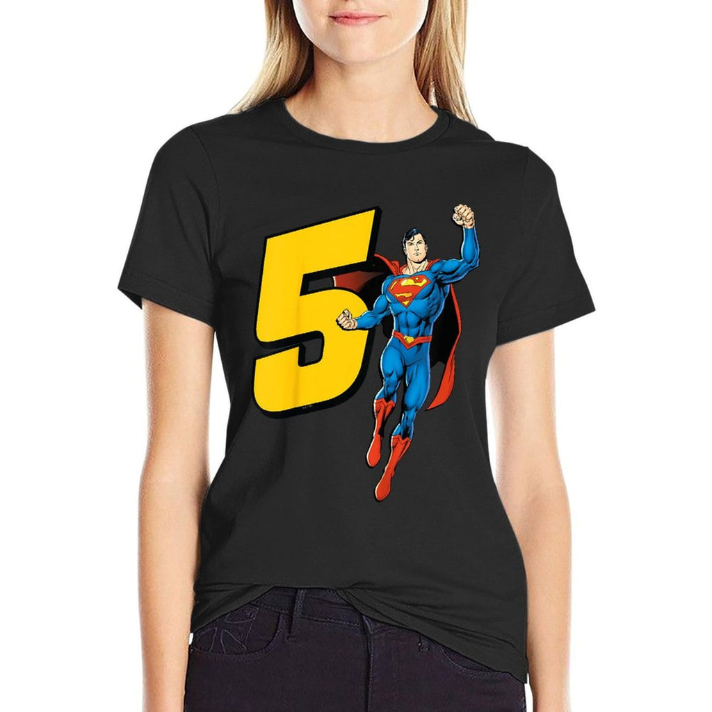 Superman Super Hero 5th Birthday  Heathered Texture T-Shirt