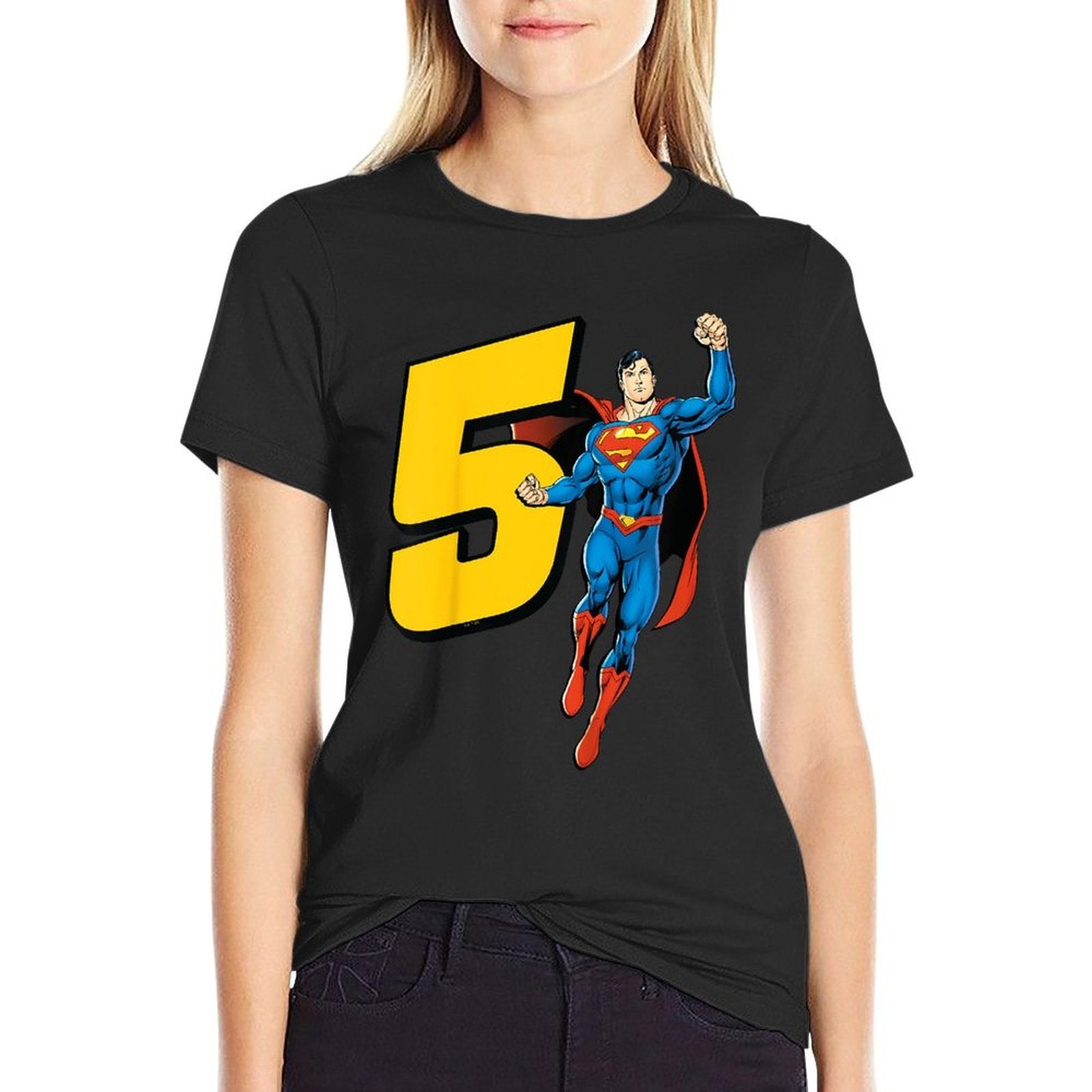 Superman Super Hero 5th Birthday  Heathered Texture T-Shirt