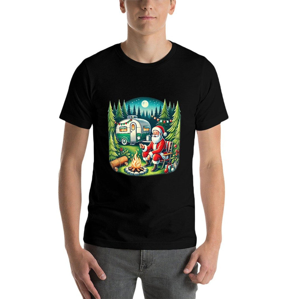 Merry Campmas Christmas Camper Camping Lover Santa Camping  Oversized Silhouette T-Shirt