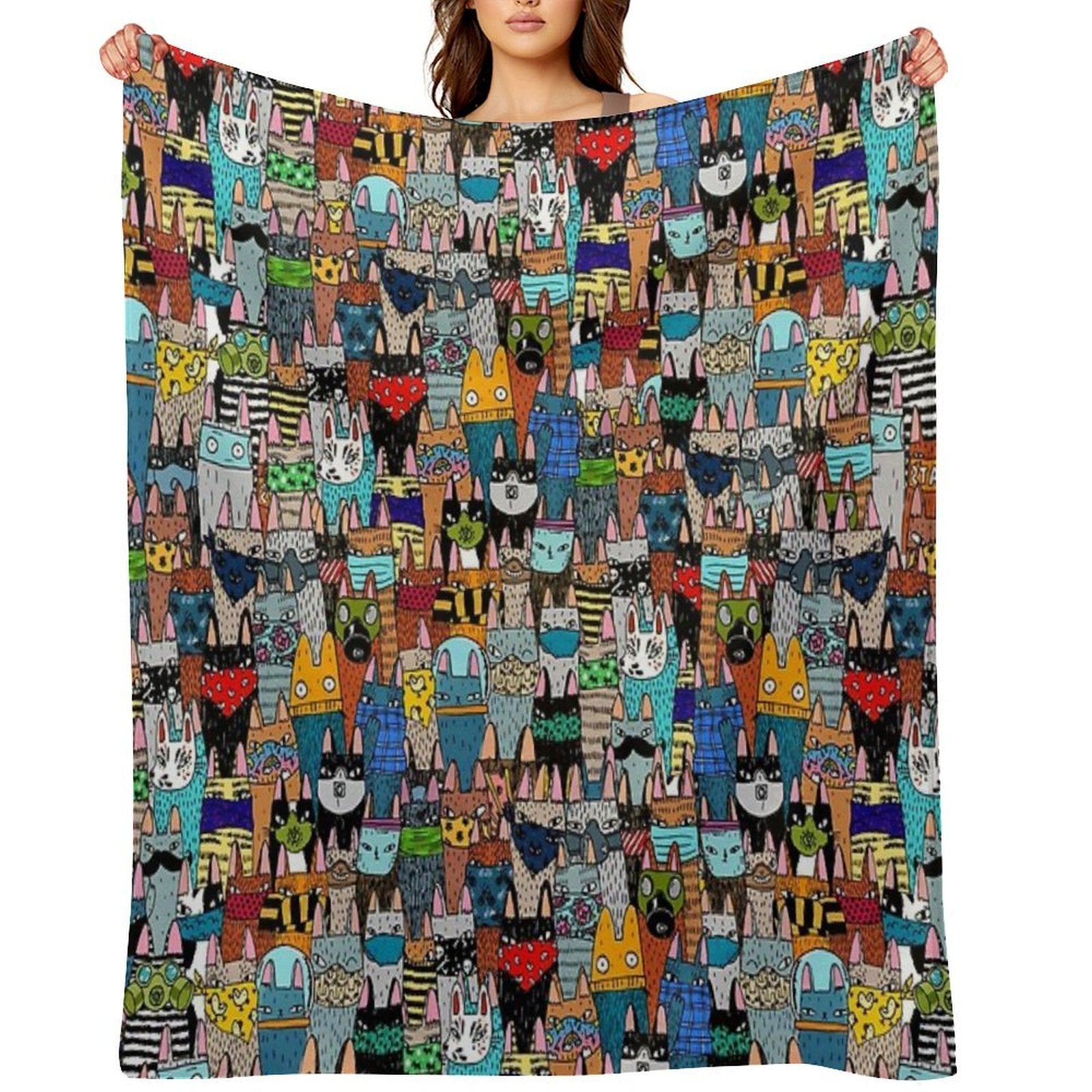 Cats in The Disguise Travel-friendly Throw Blanket