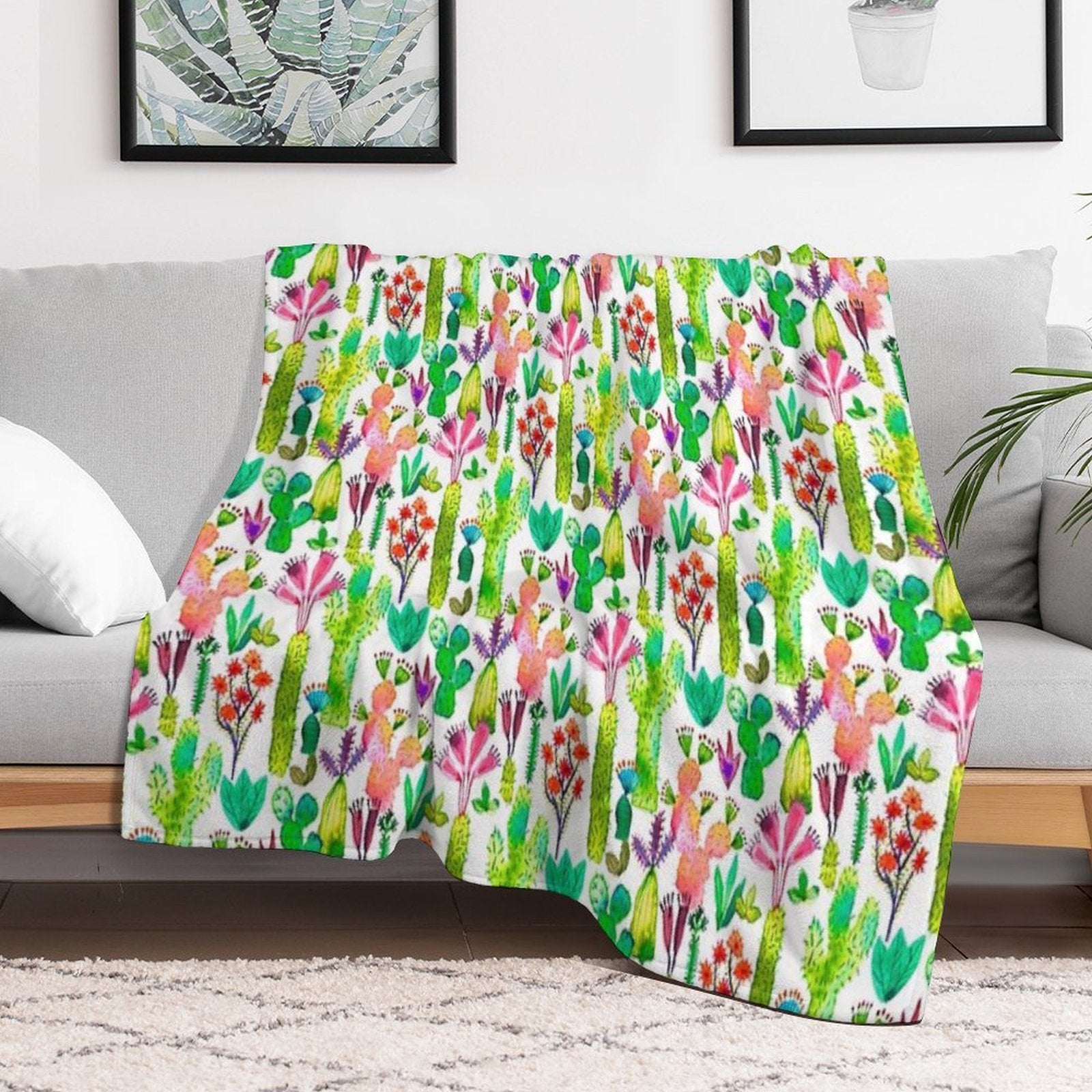 Cacti Garden Quick-dry Throw Blanket