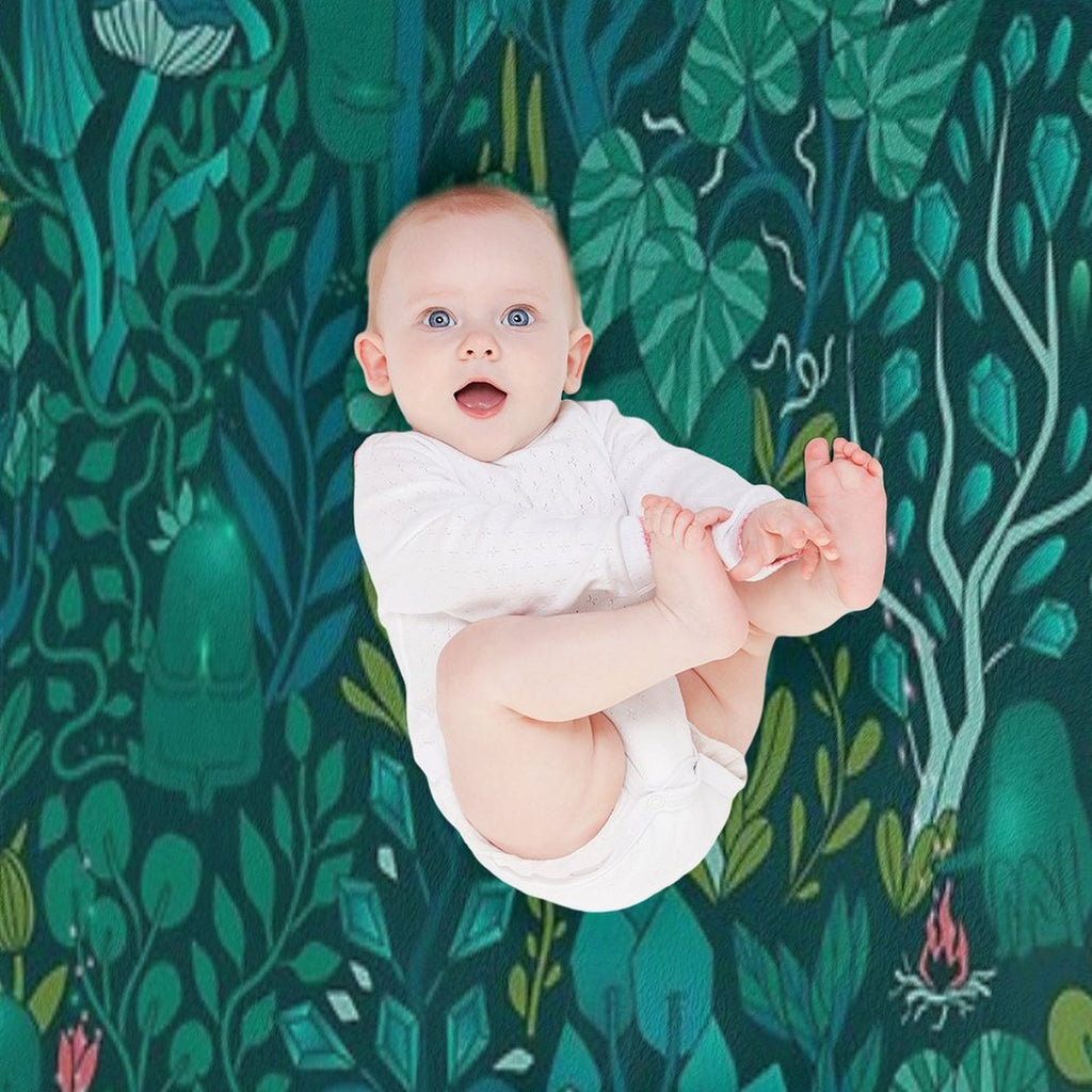 Emerald Forest Keepers. Fairy Woodland Creatures. Tree, Plants And Mushrooms Shrink-resistant Throw Blanket