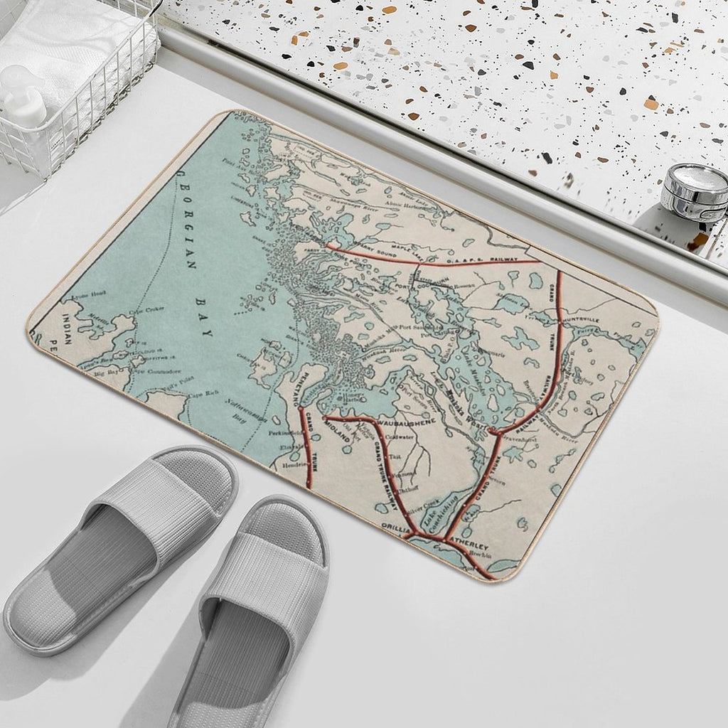 Vintage Map of Georgian Bay And Muskoka Lakes  Anti-Trip Bath Mat