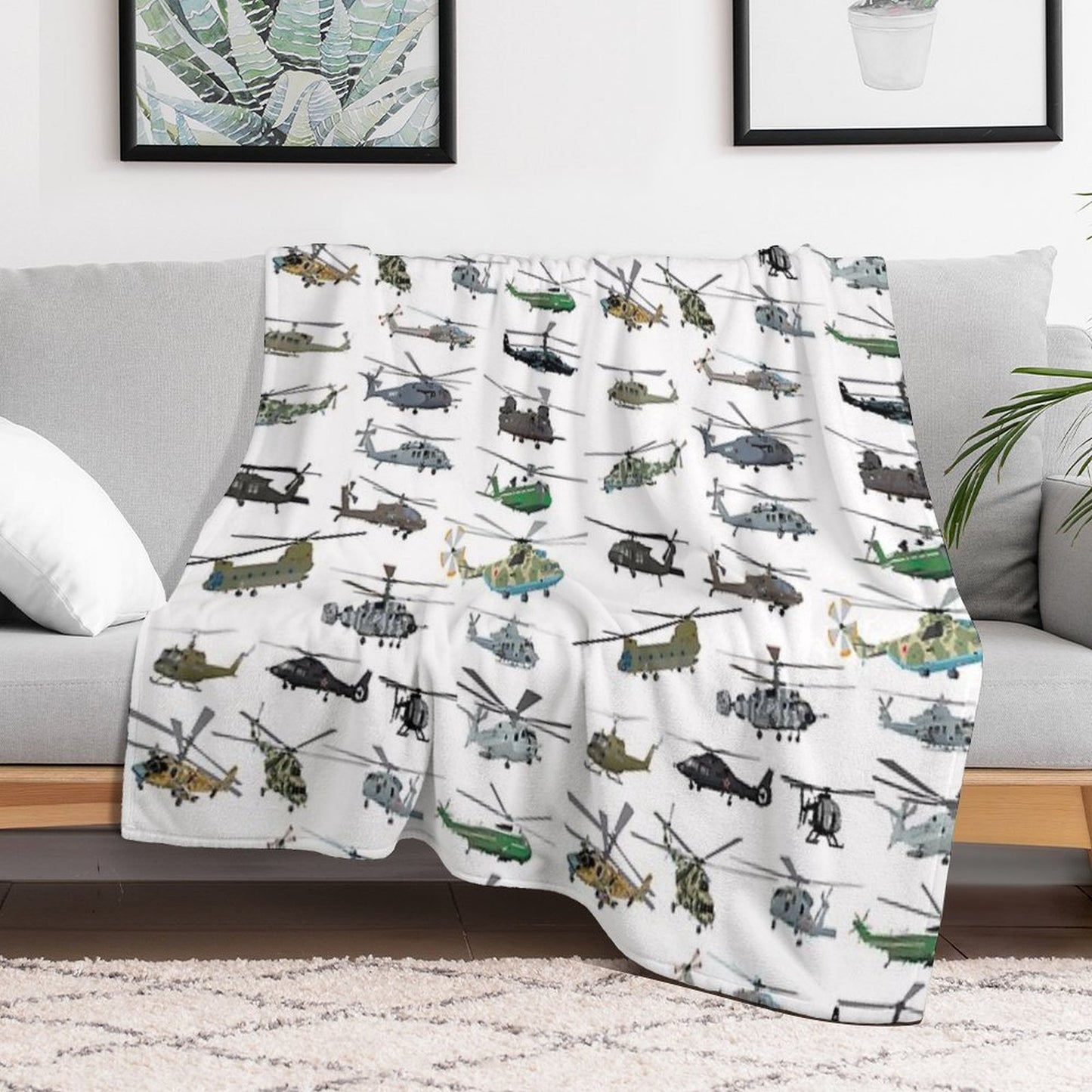 Modern Military Helicopters Wrinkle-free Throw Blanket