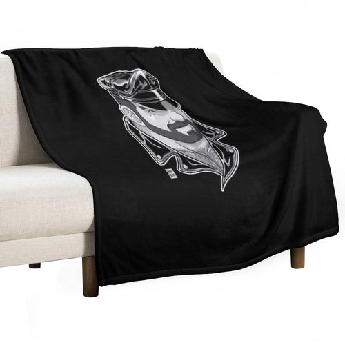 ADAM LIKES LEATHER - BLACK AND WHITE Quick-dry Throw Blanket