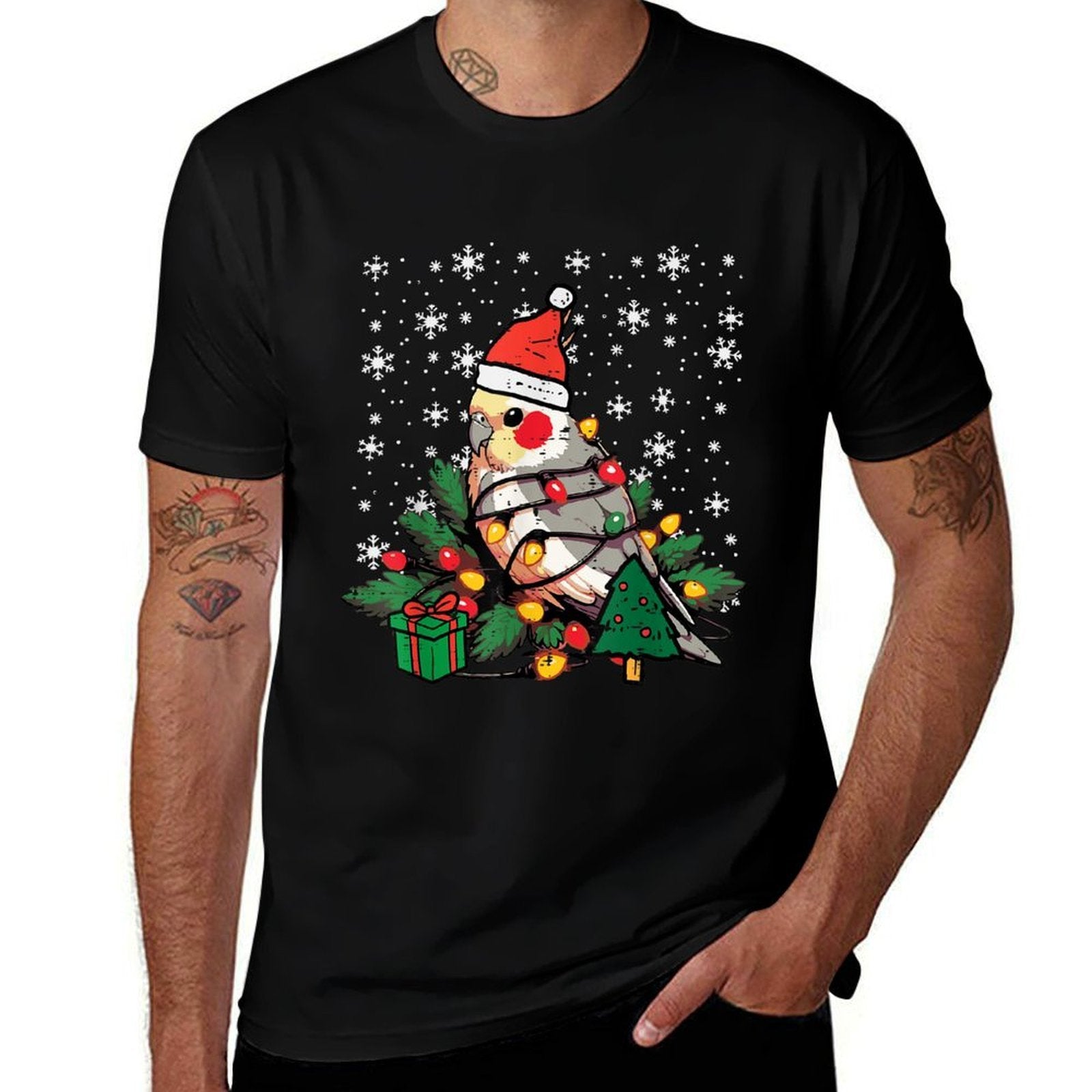 Christmas Bird Cockatiel Xmas Weiro Quarrion Men Women Kids  Heathered Texture T-Shirt