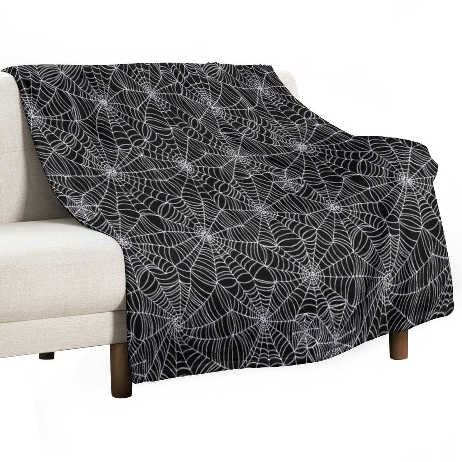 Spider Web Pattern - White on Black by Cecca Designs Plush Throw Blanket