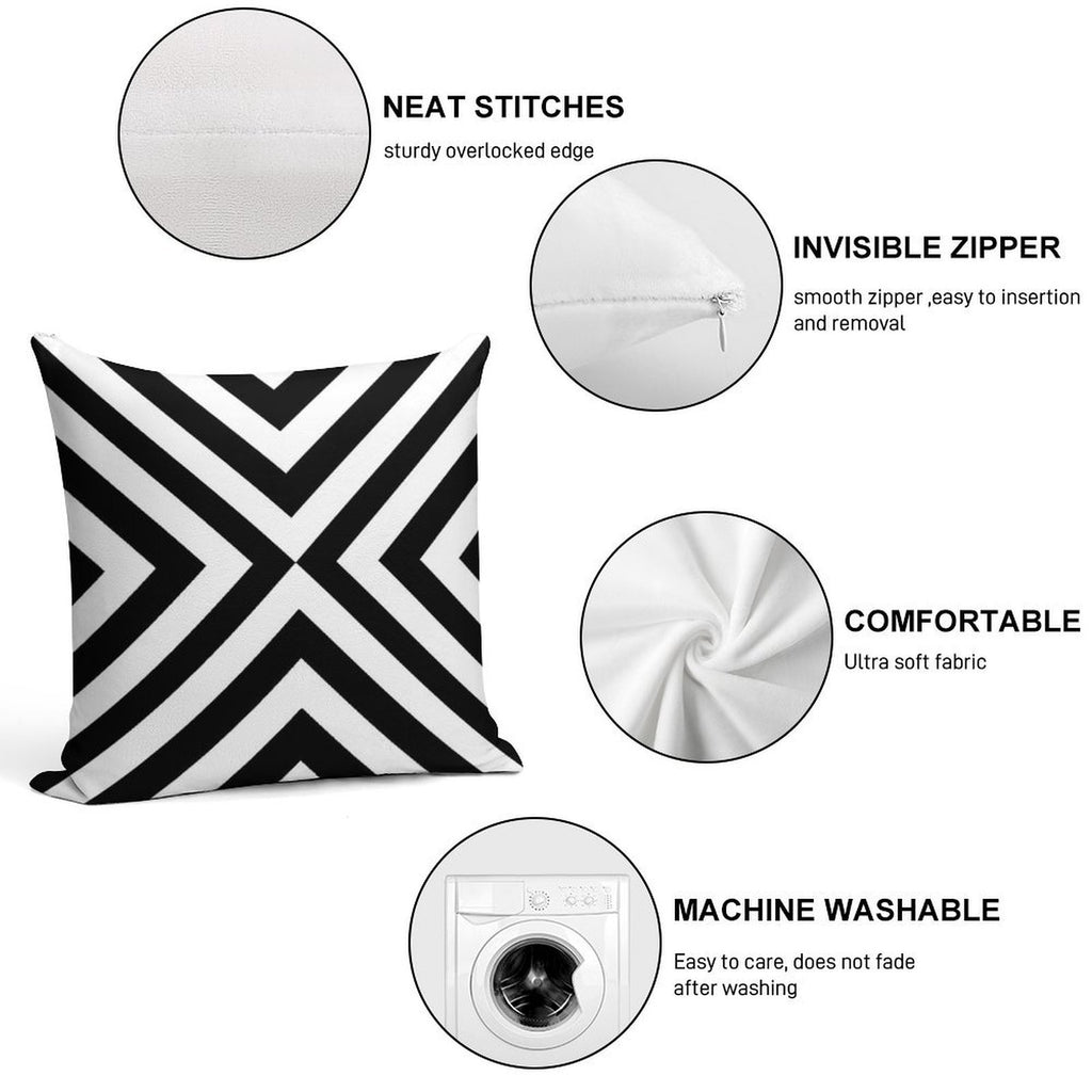 Black & White Simple Pattern Soft Gift Ready Throw Pillow