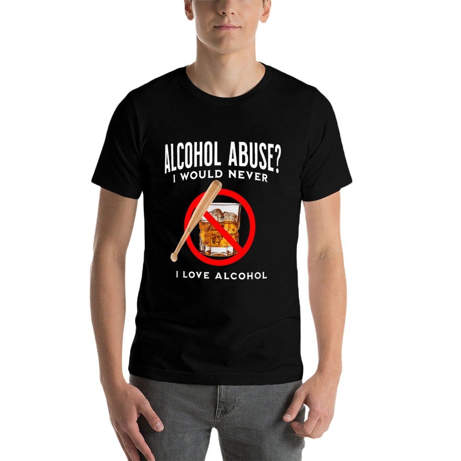 Alcohol Abuser  Funny Drinking Design, Adult Humor Graphic  Trendy Pattern T-Shirt