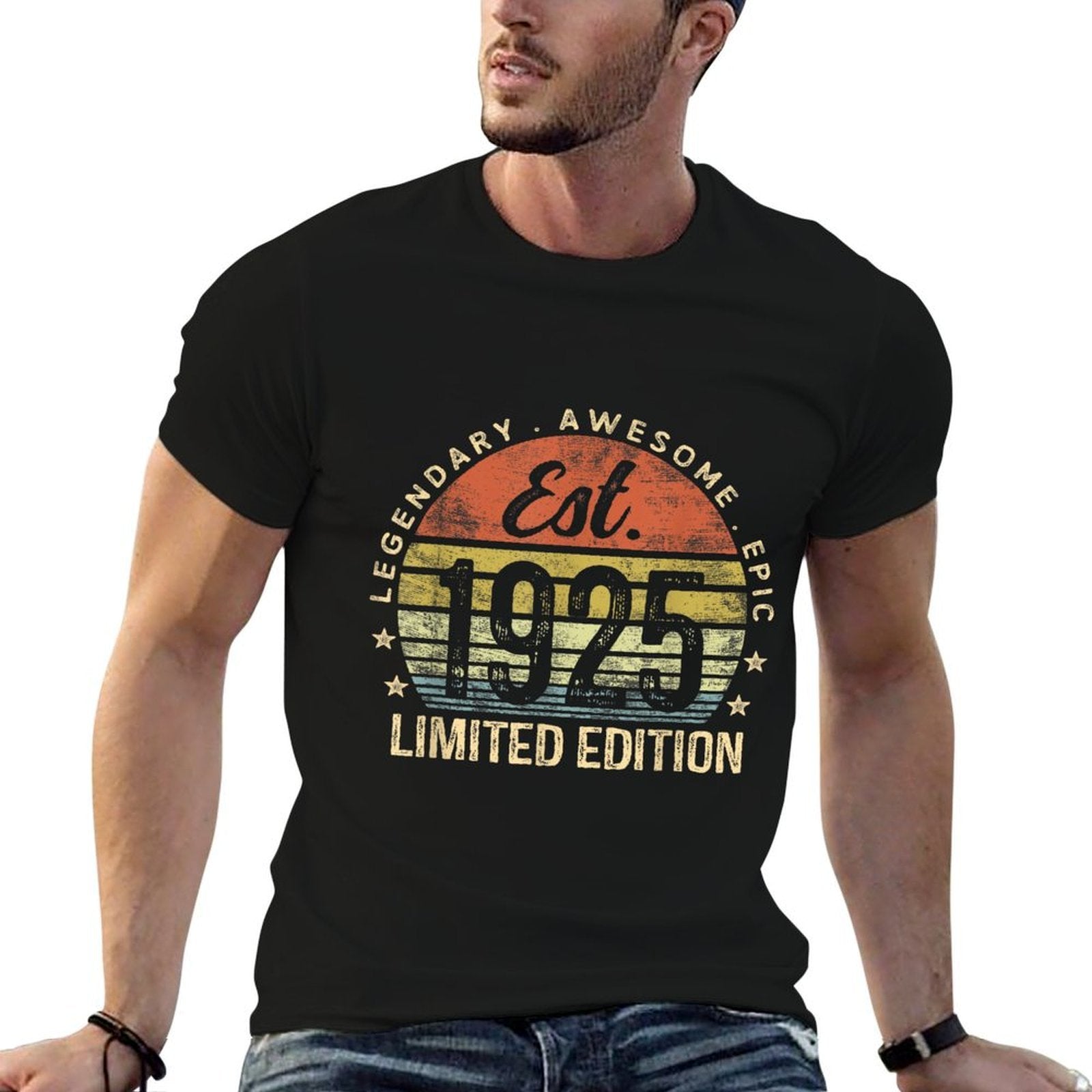 Est 1925 Limited Edition 100th Birthday Vintage 100 Year Old  Heathered Texture T-Shirt